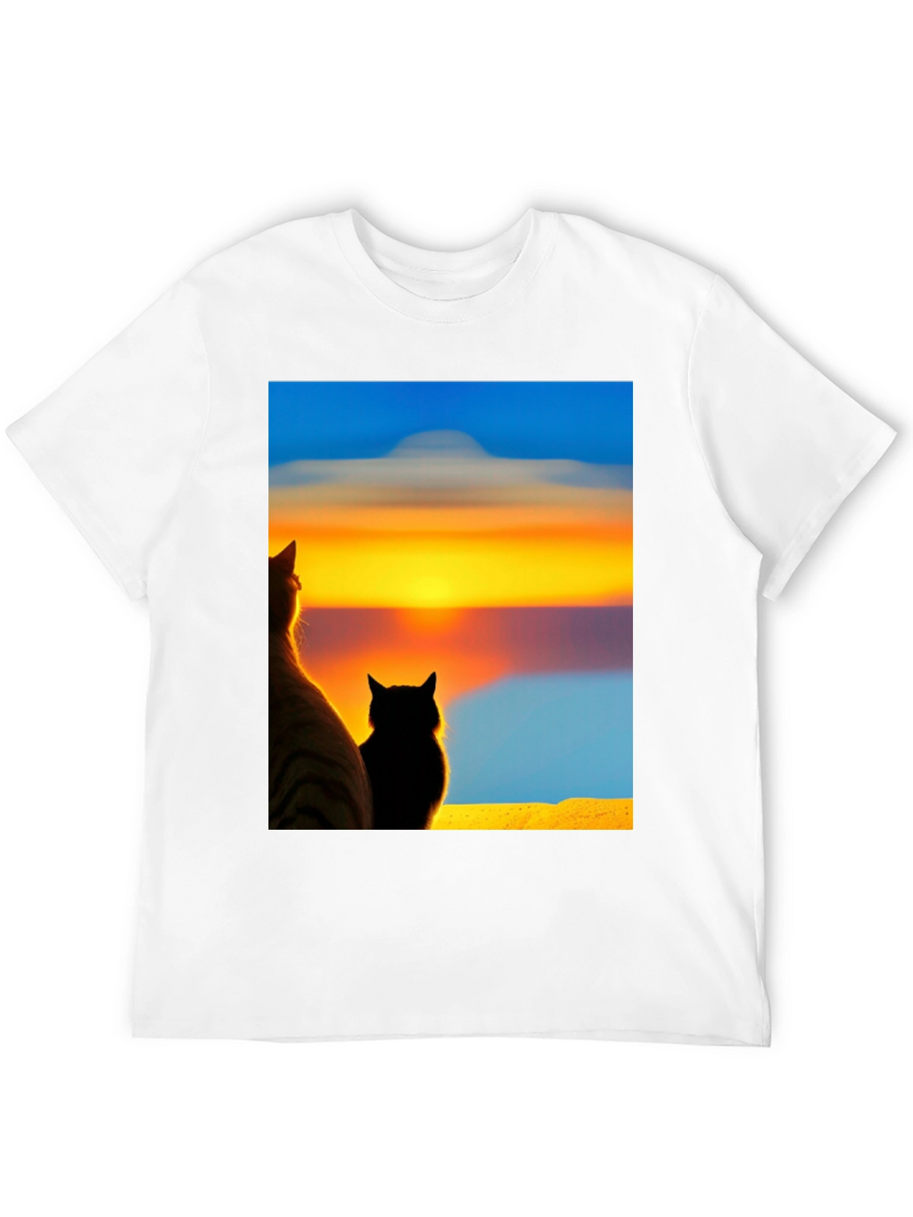 Sunset Cats Black T-Shirt
