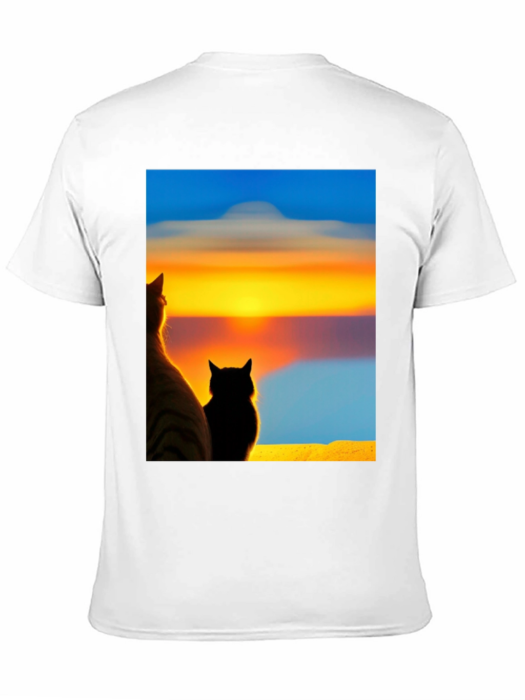 Sunset Cats Black T-Shirt