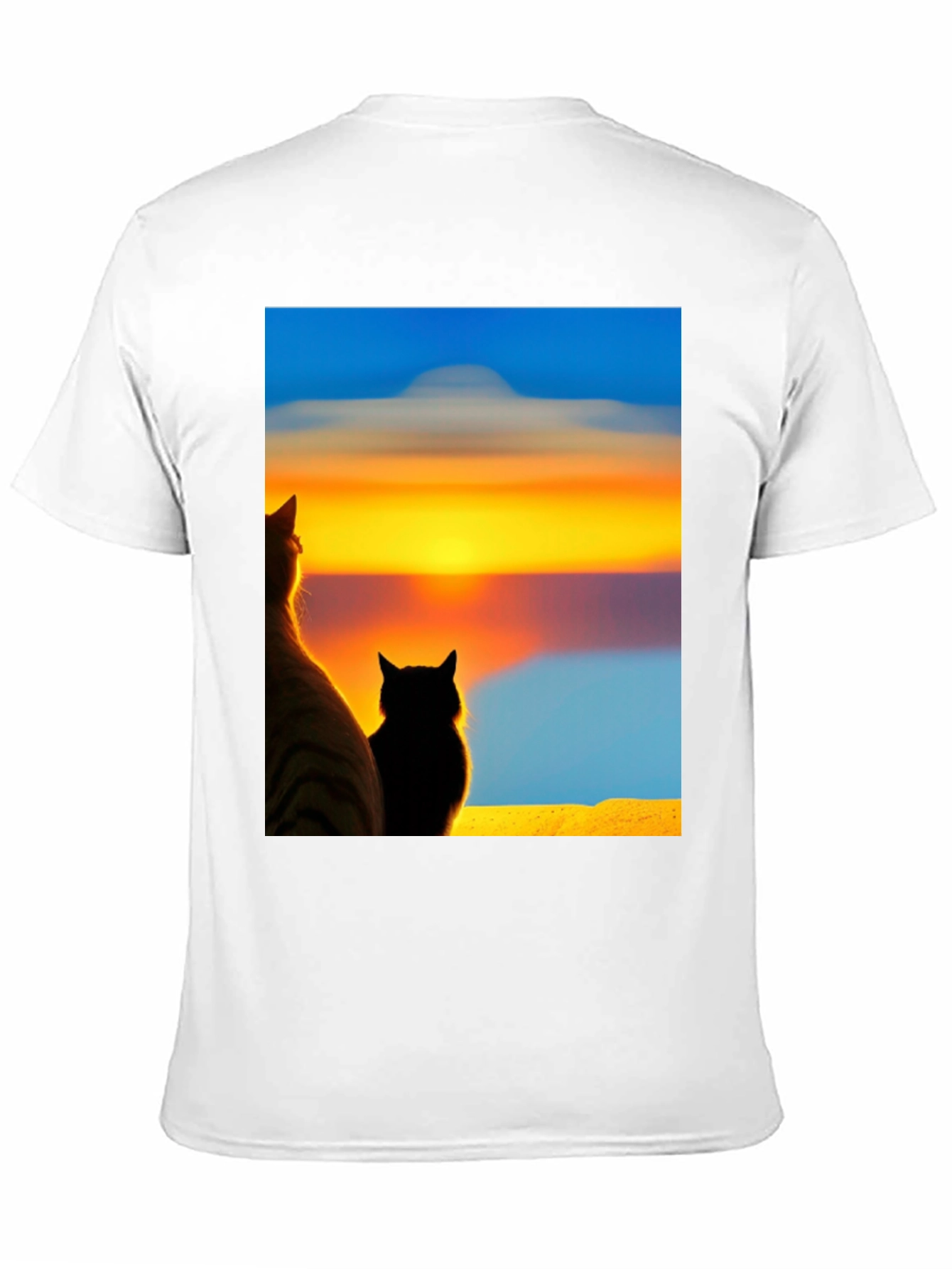 Sunset Cats Black T-Shirt