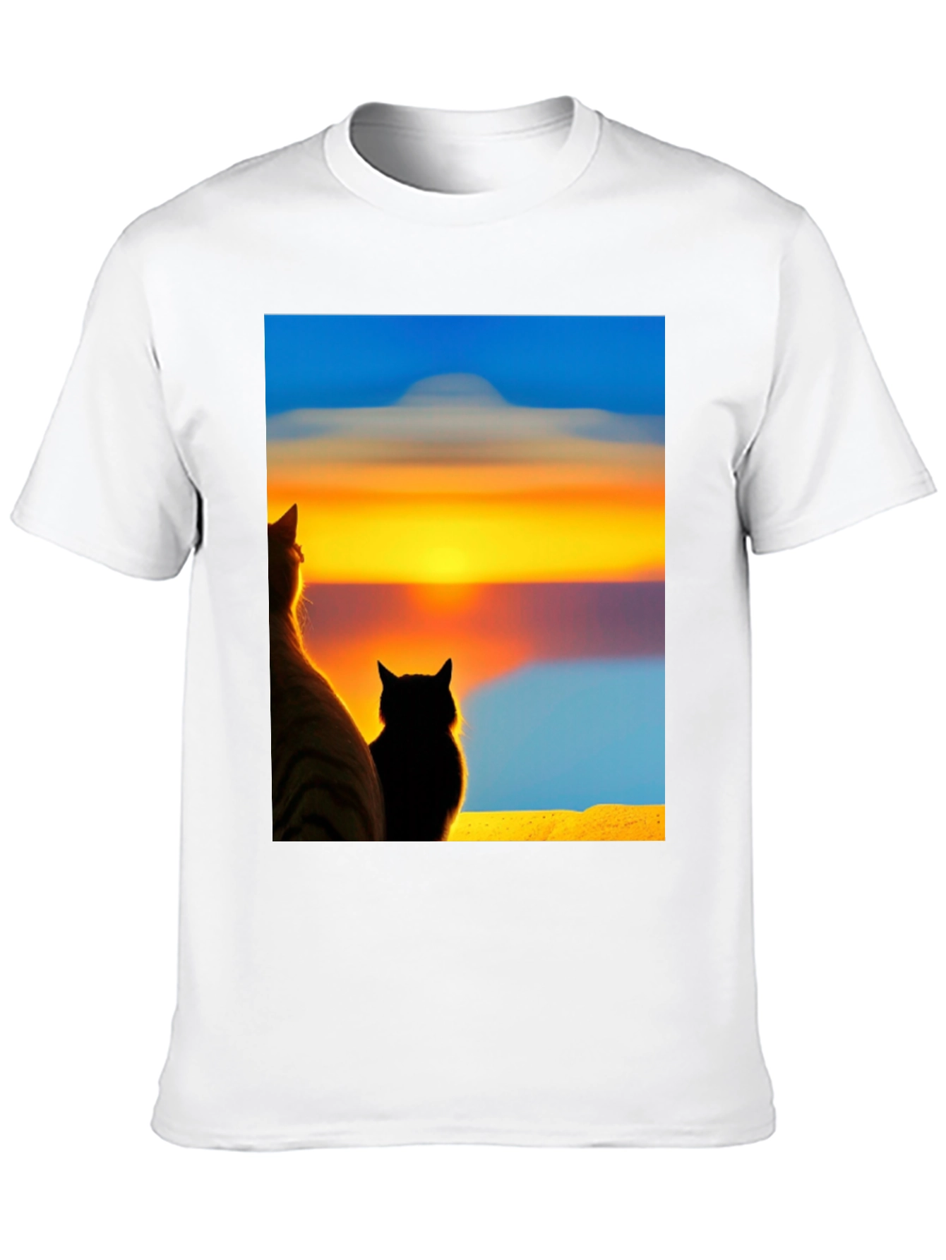 Sunset Cats Black T-Shirt