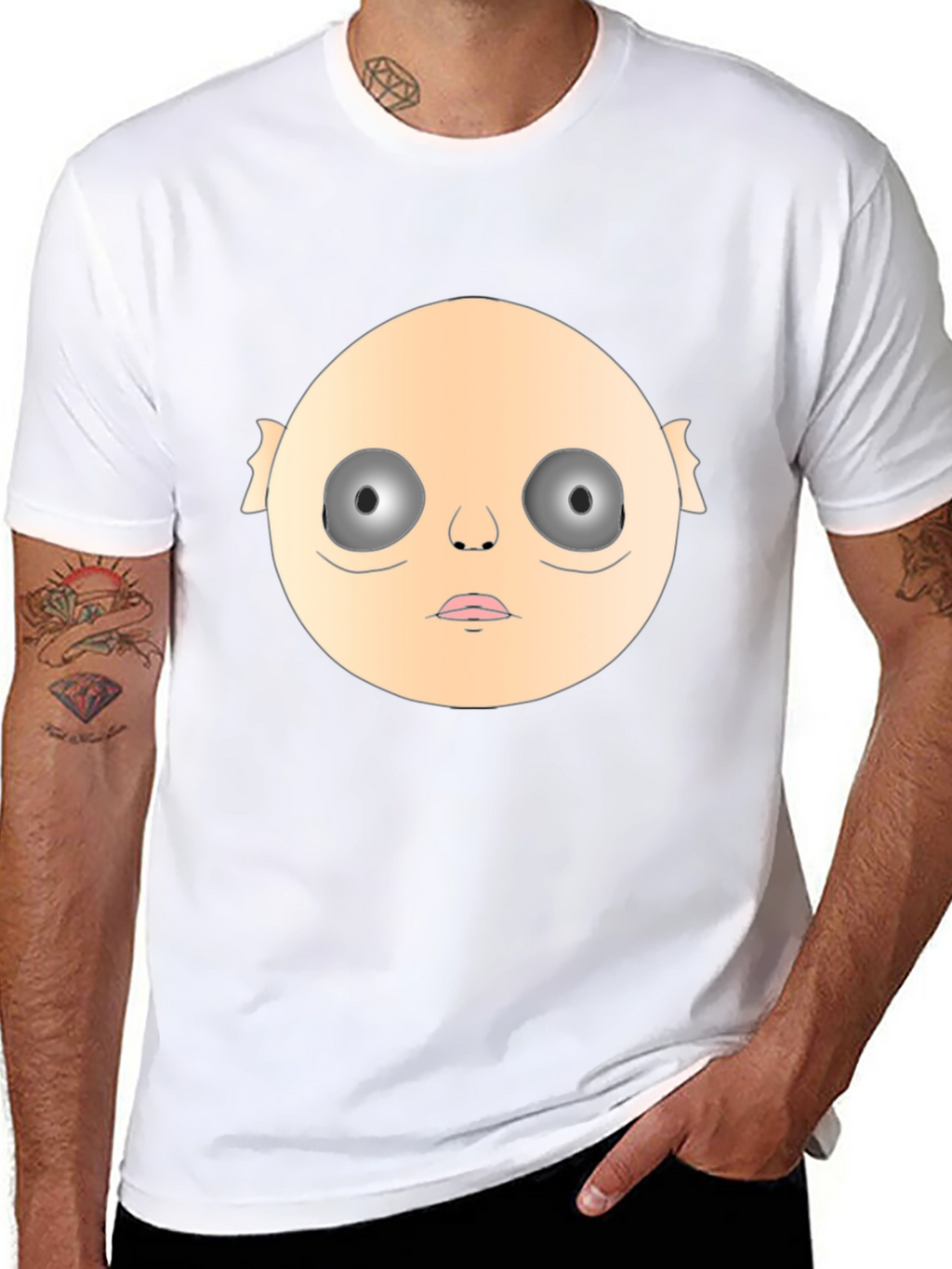 Creepy Face Graphic Black T-Shirt