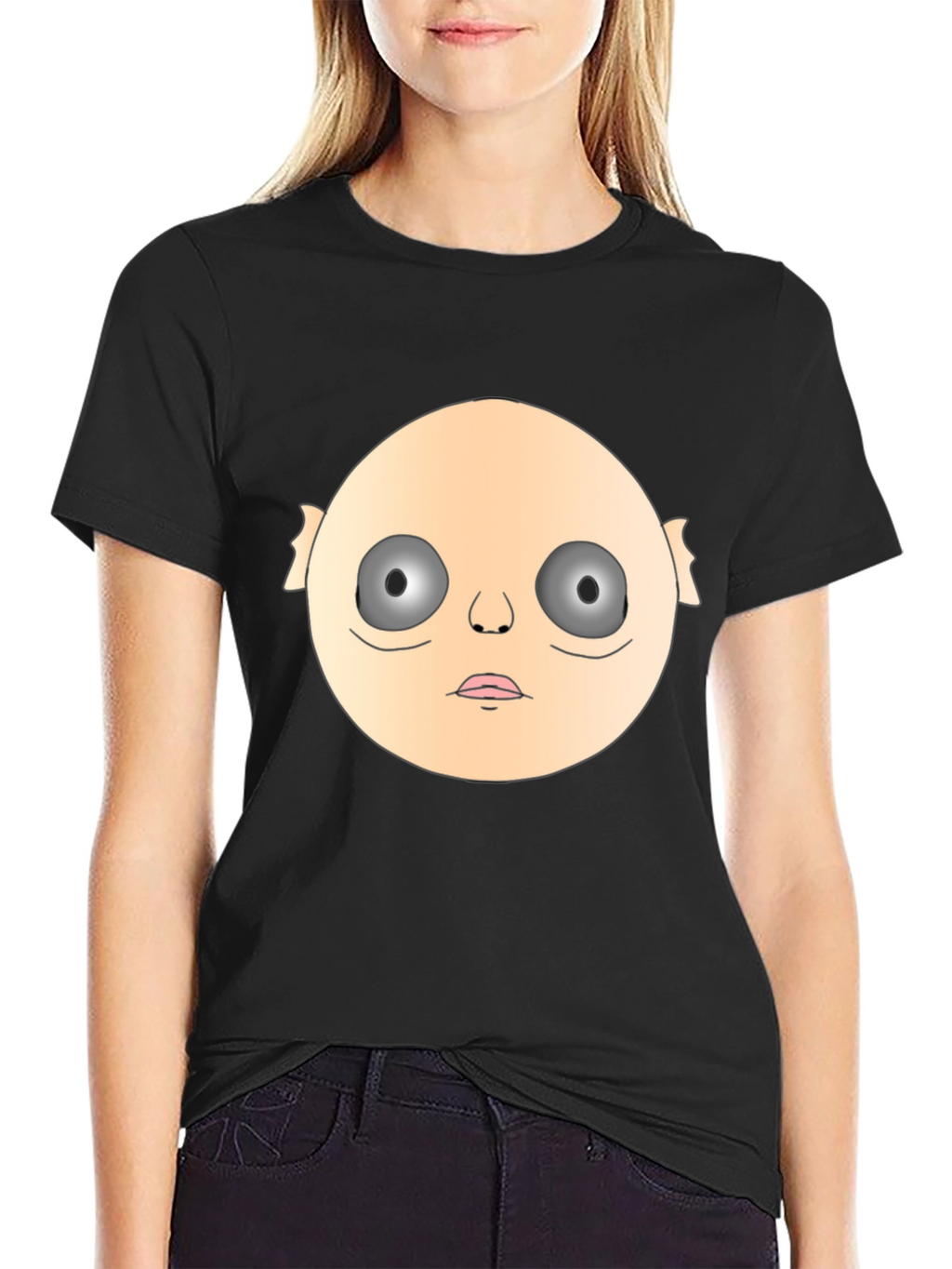 Creepy Face Graphic Black T-Shirt