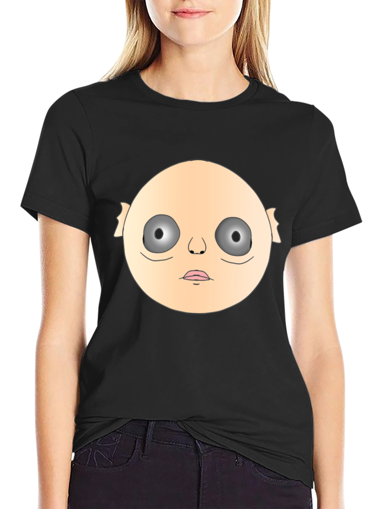 Creepy Face Graphic Black T-Shirt