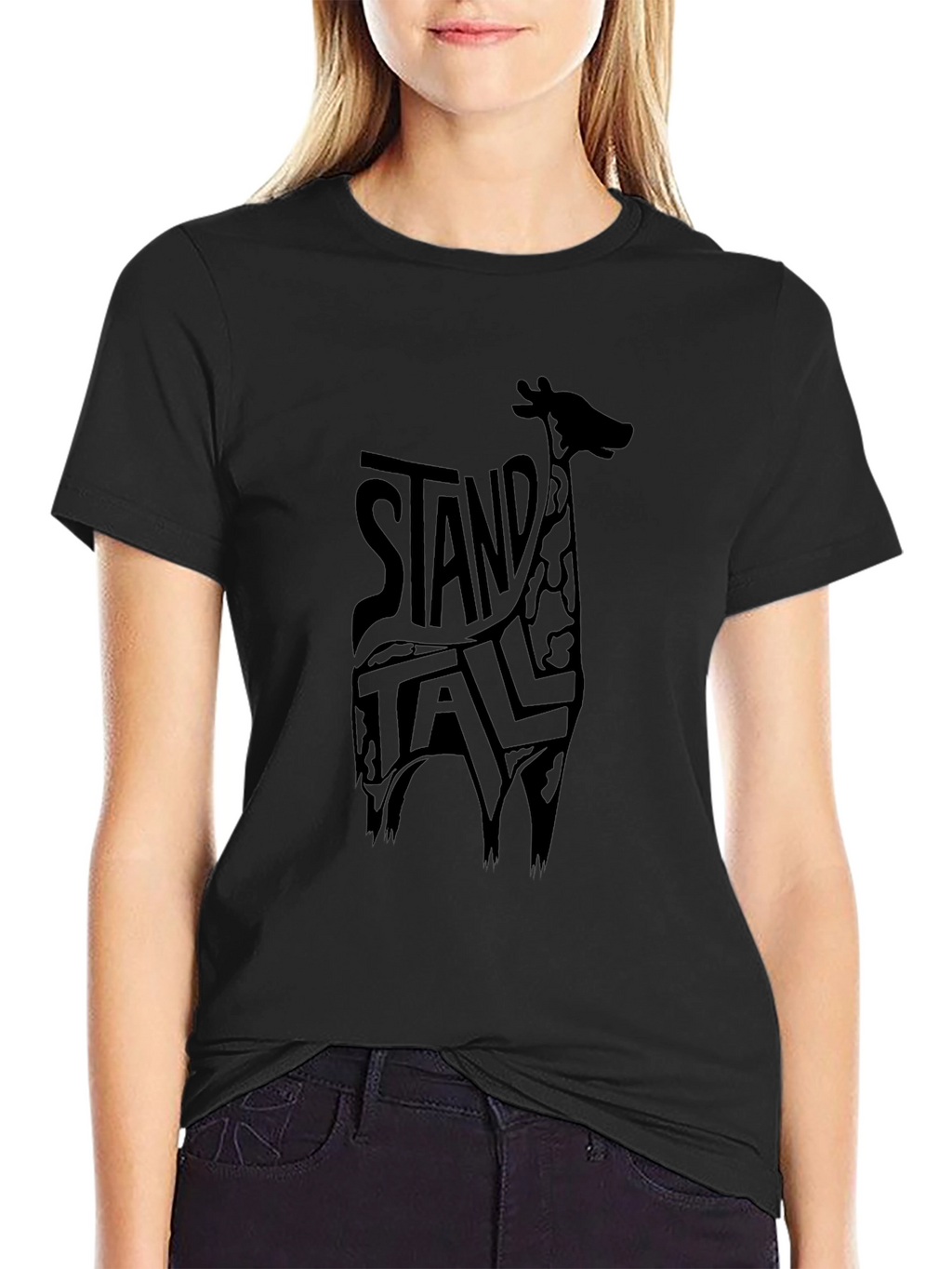 Stand Tall Giraffe Graphic Tee - Black