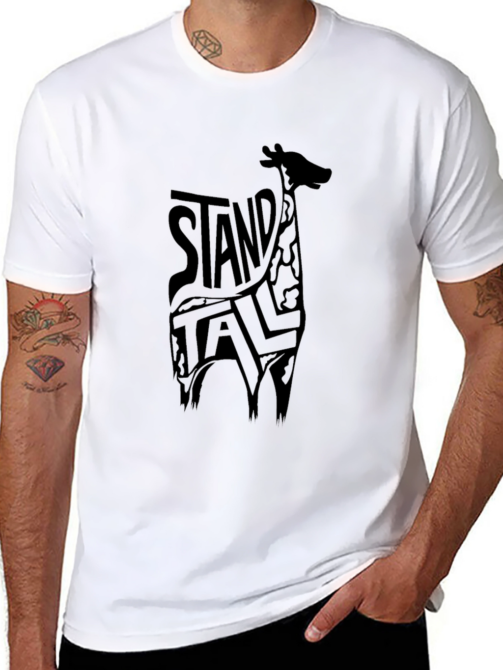 Stand Tall Giraffe Graphic Tee - Black