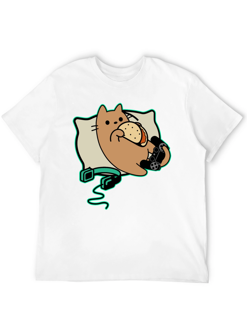 Gamer Cat Taco Black T-Shirt