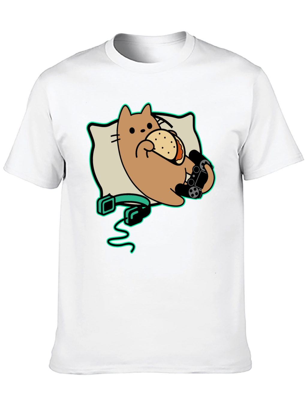 Gamer Cat Taco Black T-Shirt