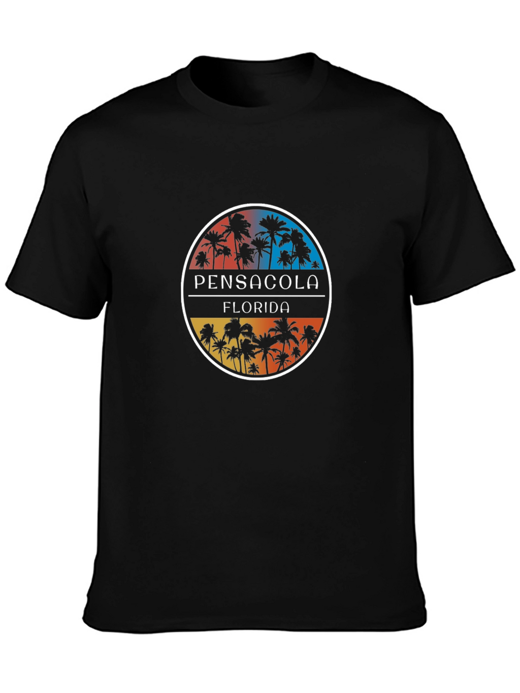 Pensacola Florida Palm Tree Circle Graphic T-Shirt