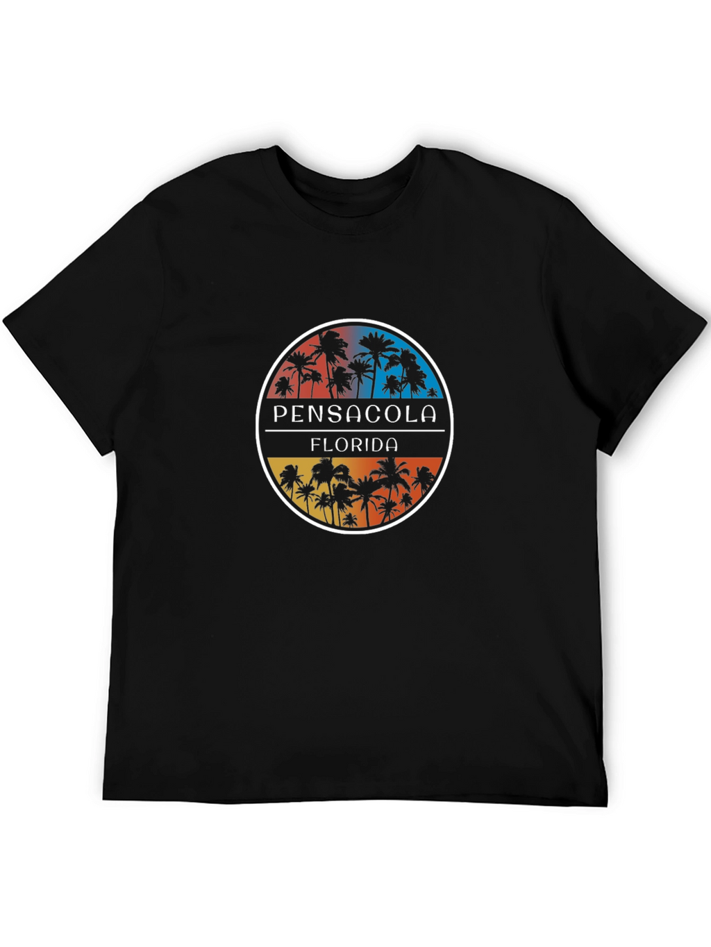 Pensacola Florida Palm Tree Circle Graphic T-Shirt