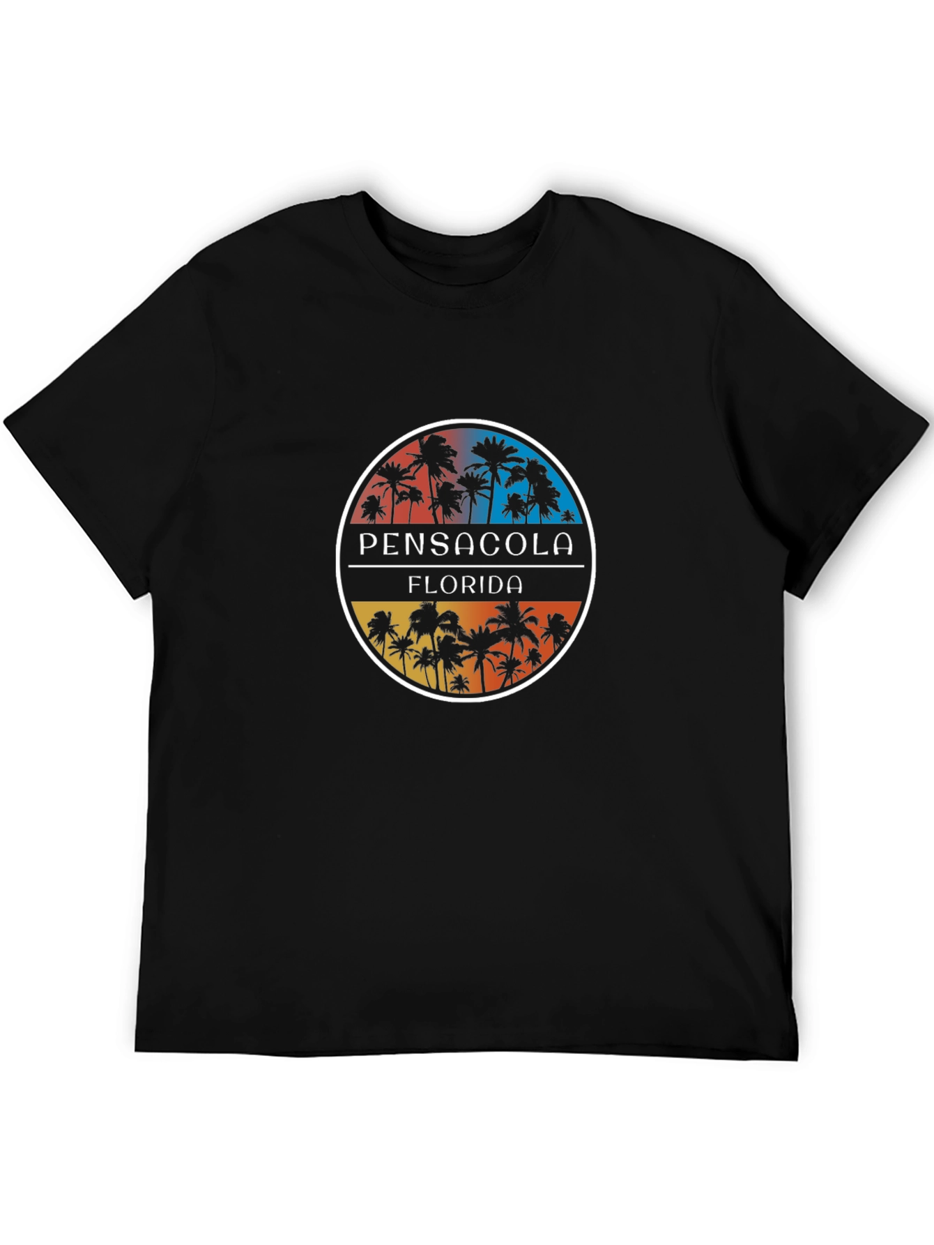 Pensacola Florida Palm Tree Circle Graphic T-Shirt
