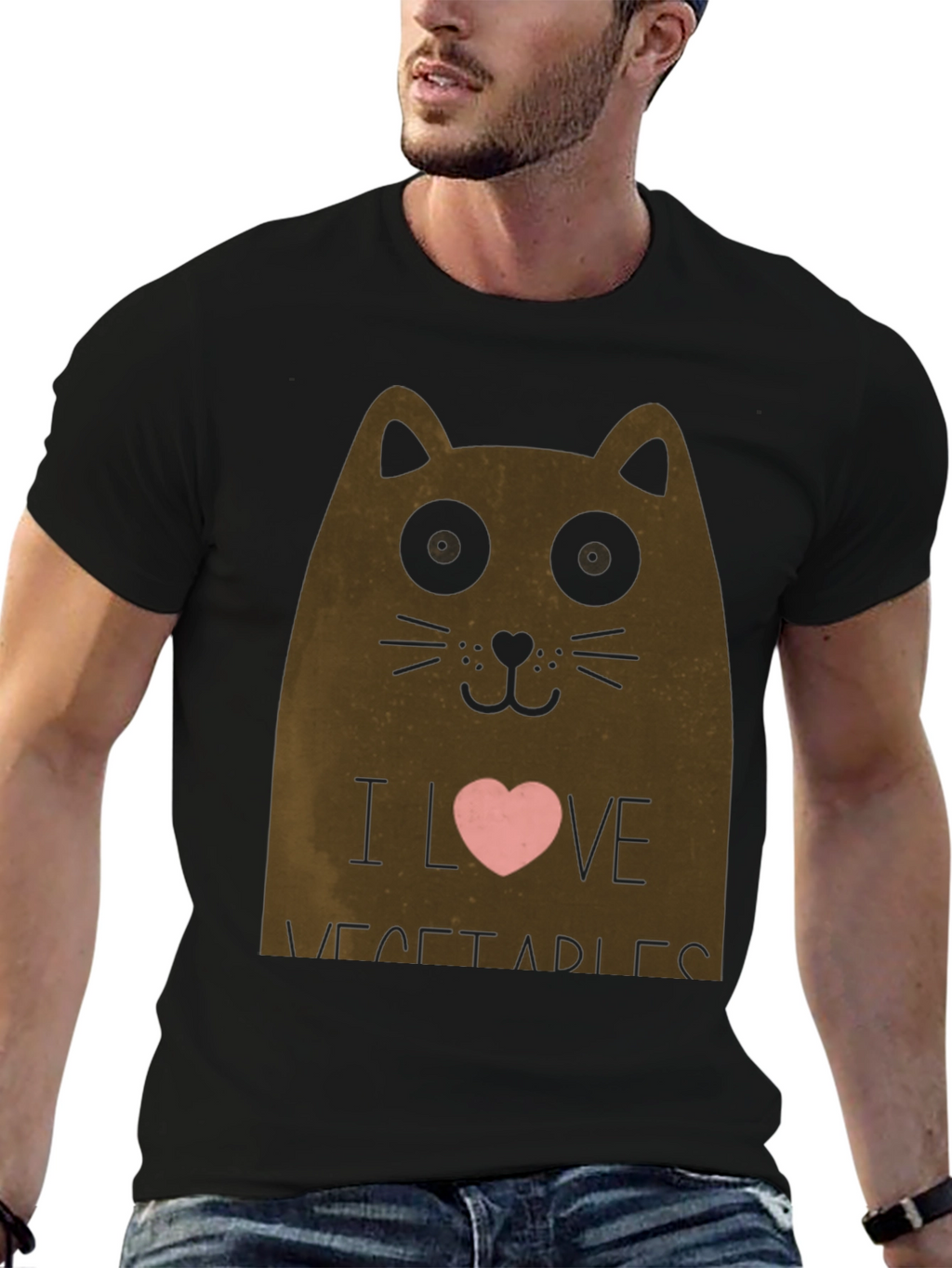 I Love Vegetables Cat T-Shirt