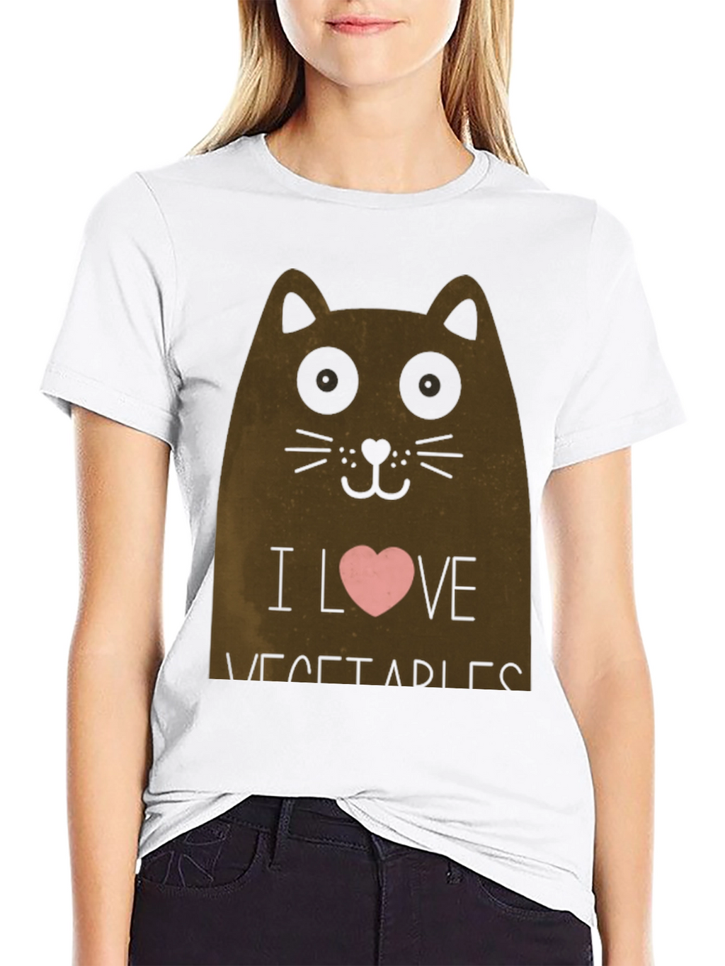 I Love Vegetables Cat T-Shirt