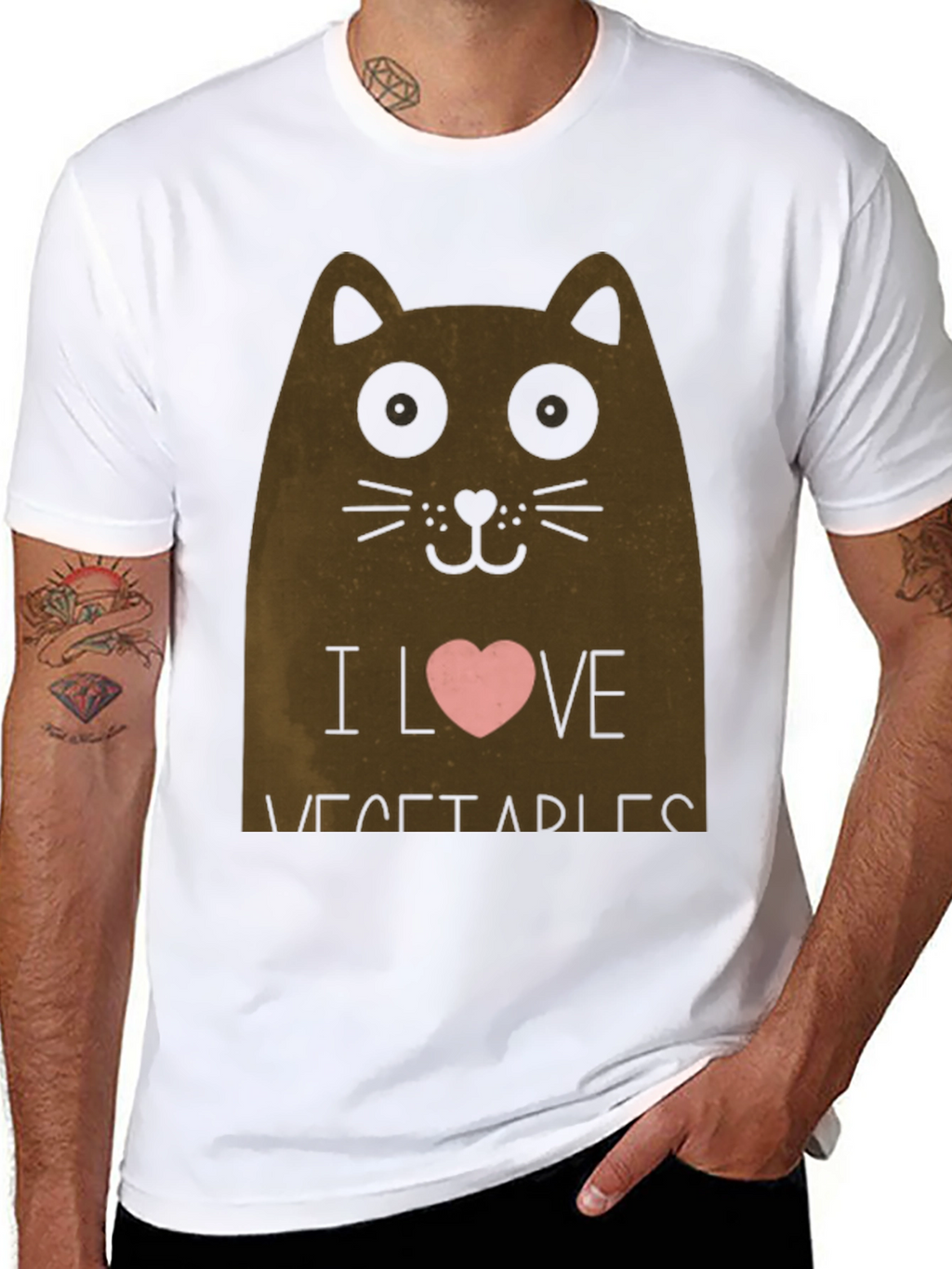 I Love Vegetables Cat T-Shirt