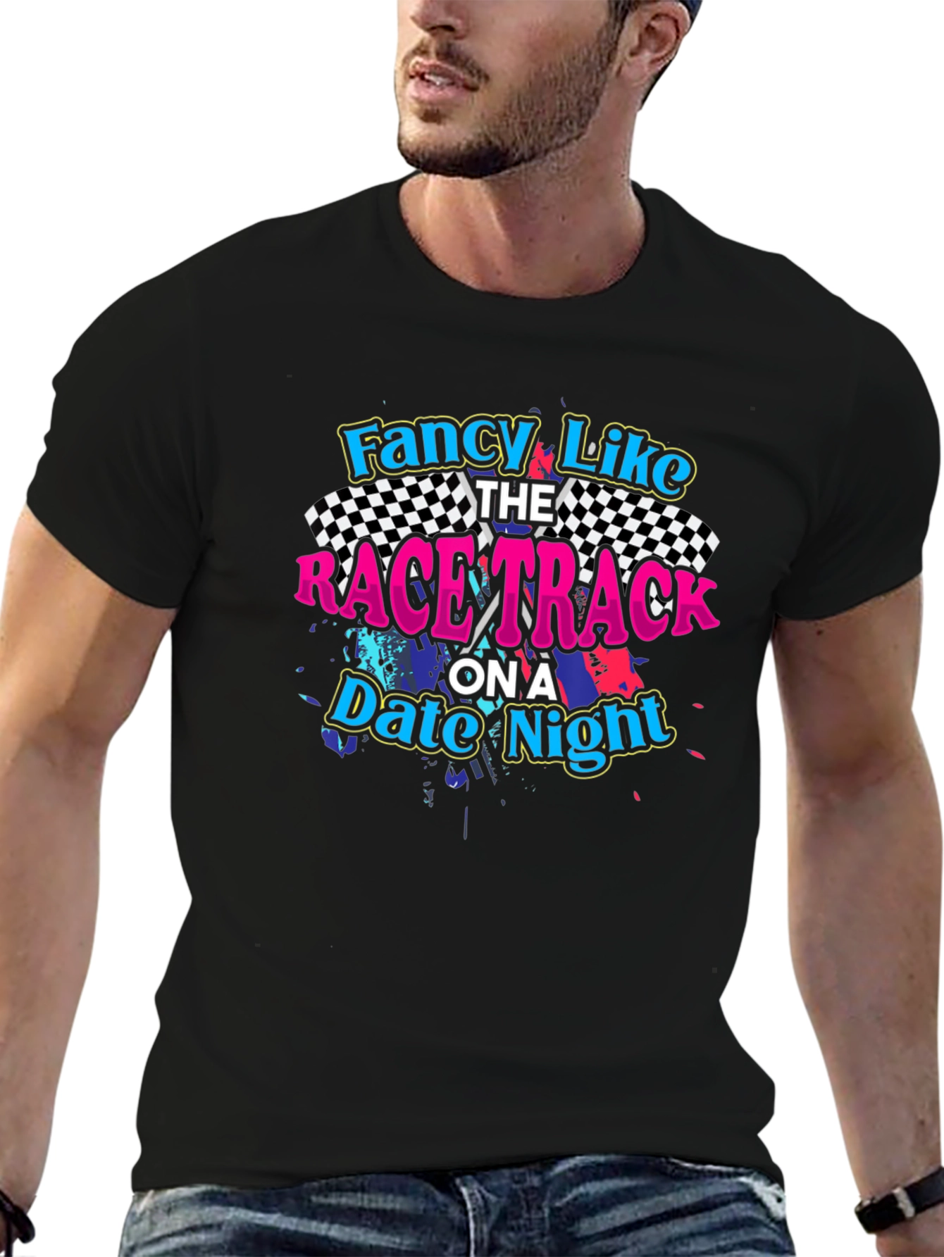 Fancy Like Race Track Date Night Black Graphic Tee