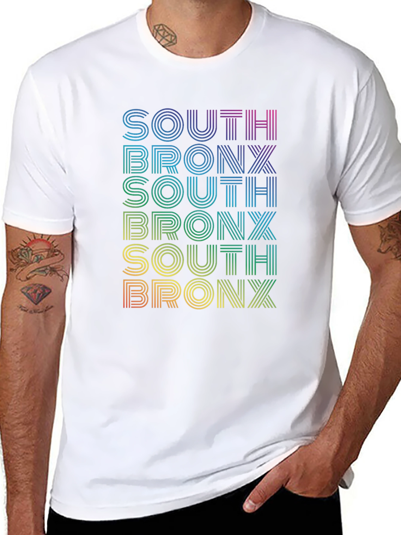 Retro South Bronx T-Shirt - Rainbow Text Design