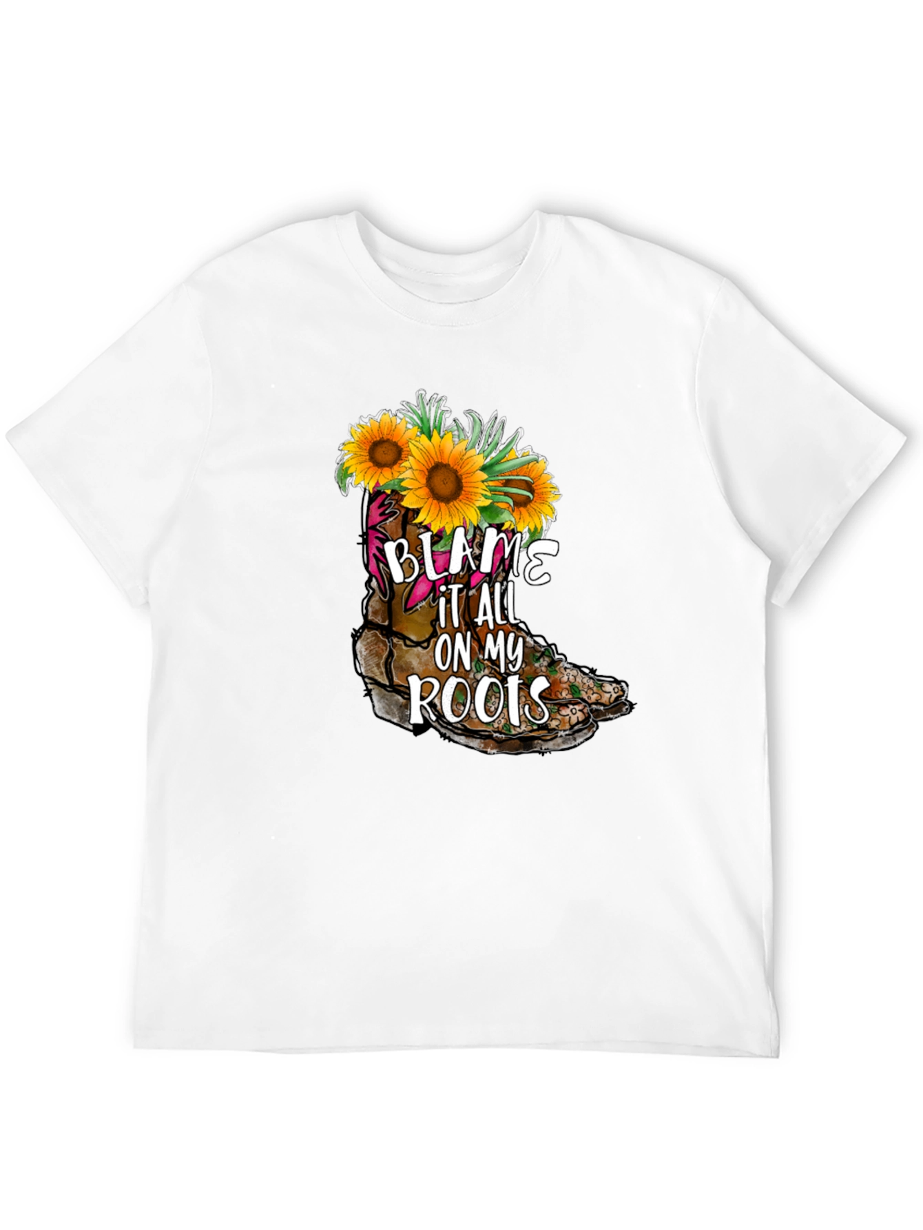 Blame It All On My Roots Sunflower Boot T-Shirt