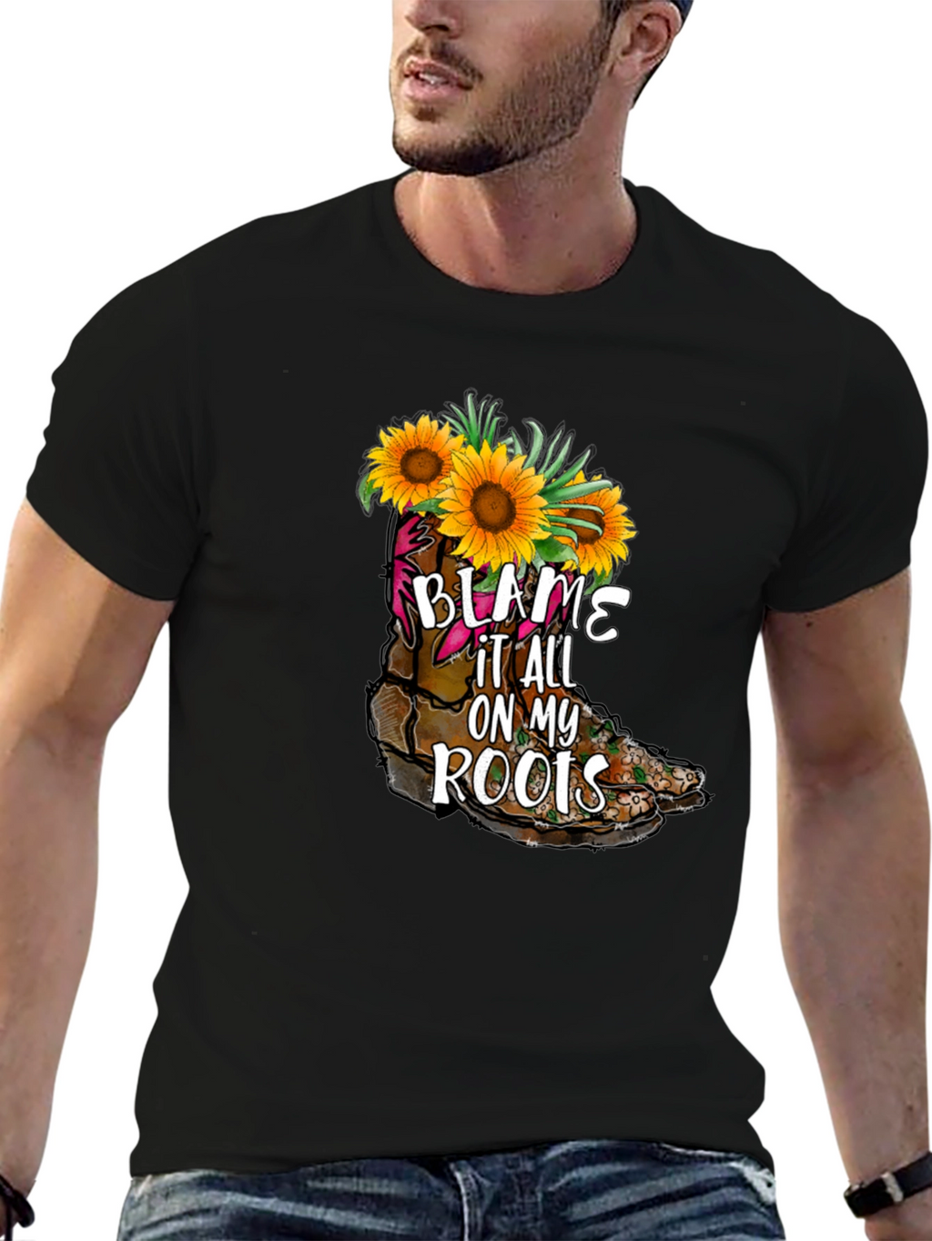 Blame It All On My Roots Sunflower Boot T-Shirt