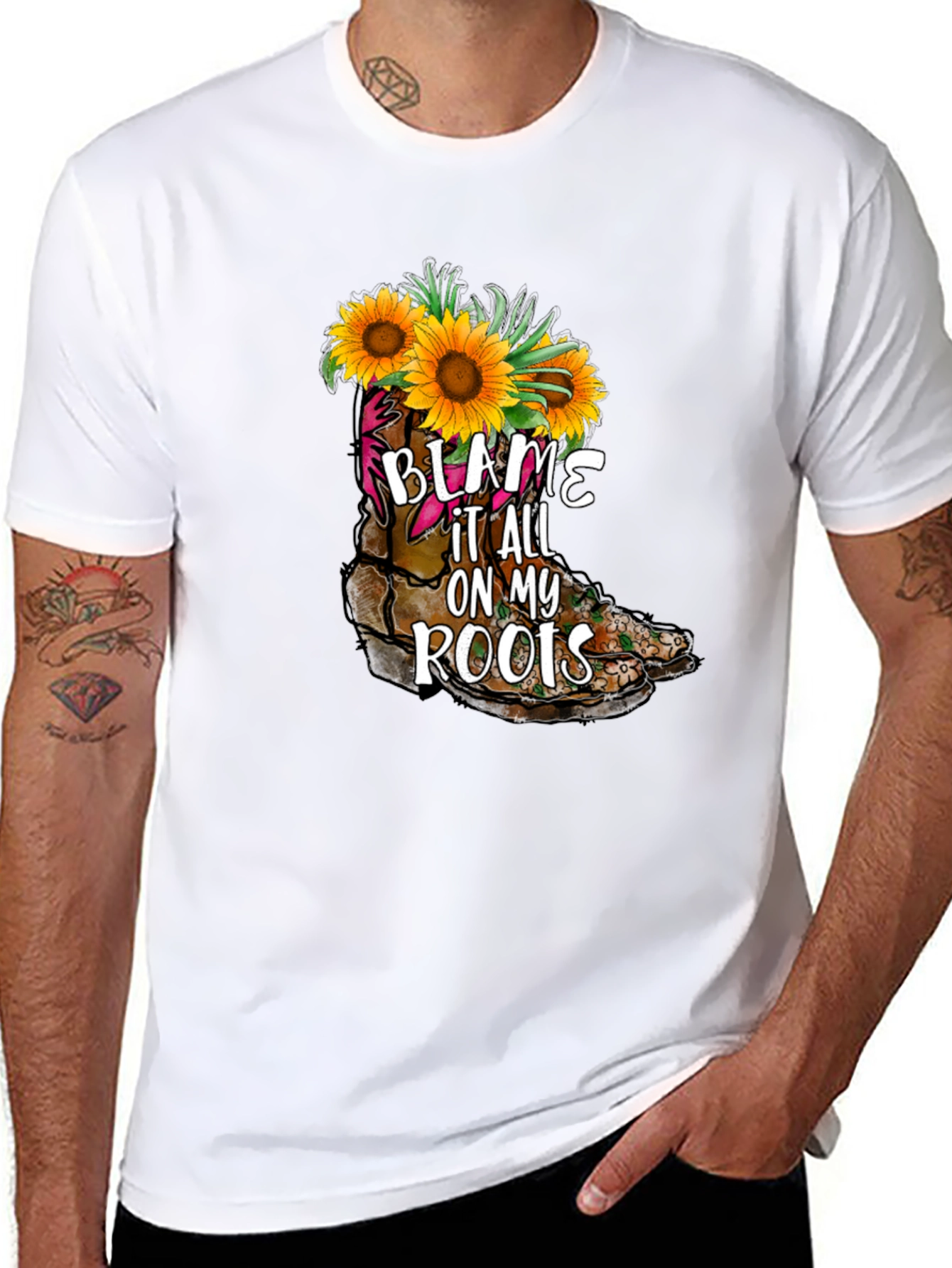 Blame It All On My Roots Sunflower Boot T-Shirt