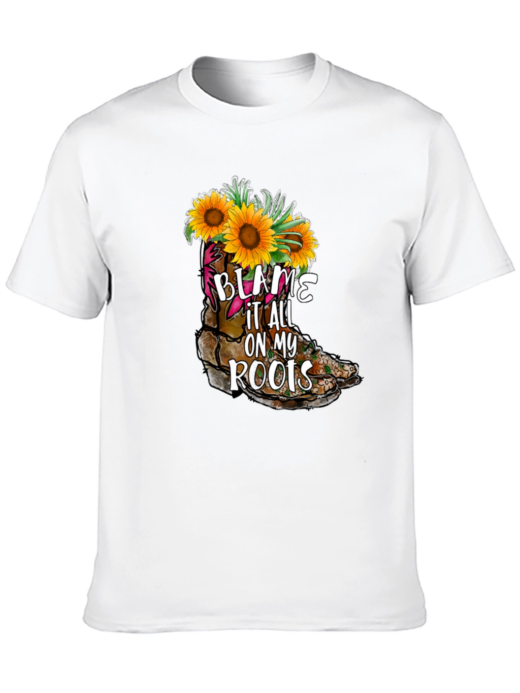 Blame It All On My Roots Sunflower Boot T-Shirt