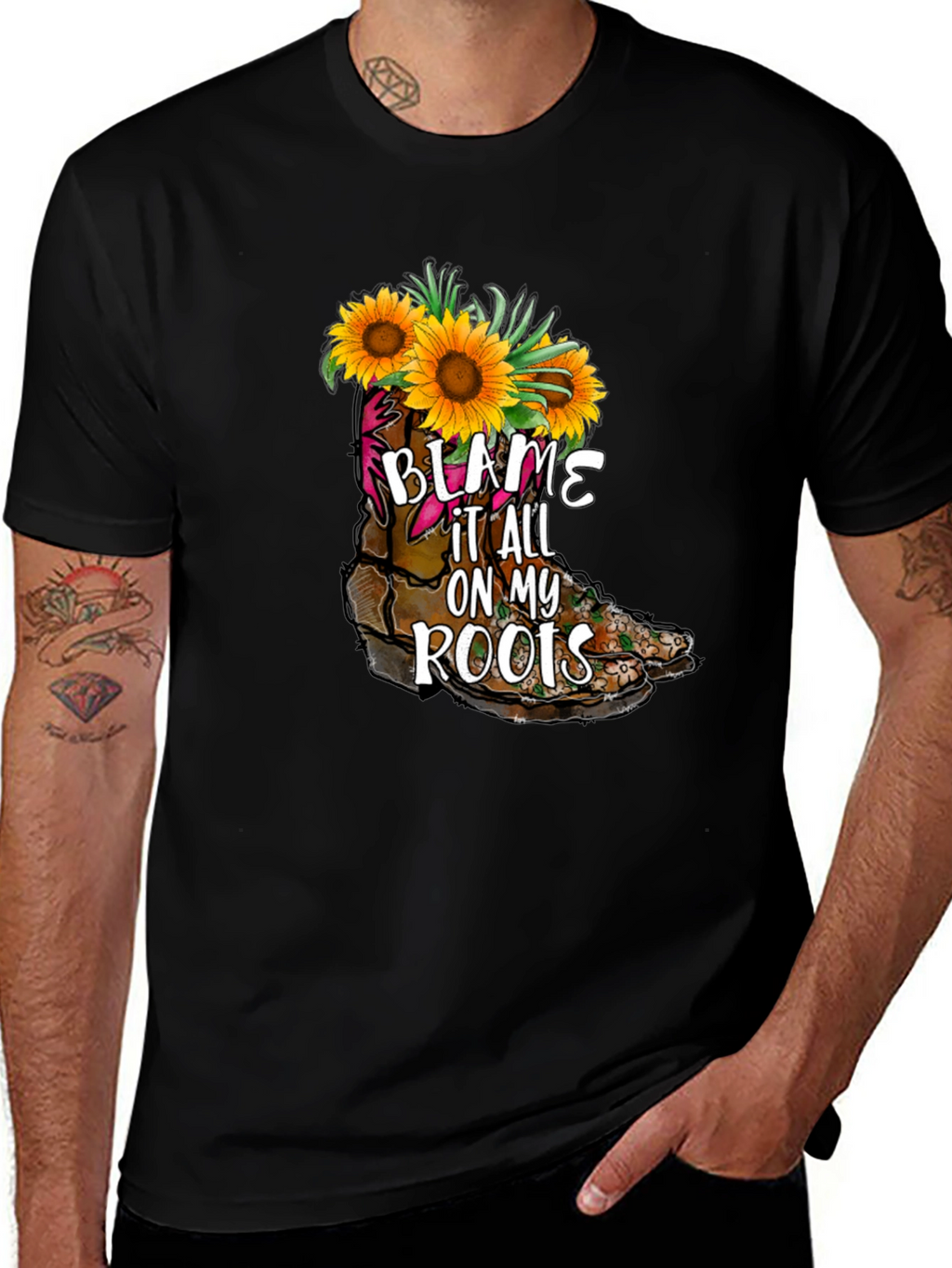 Blame It All On My Roots Sunflower Boot T-Shirt