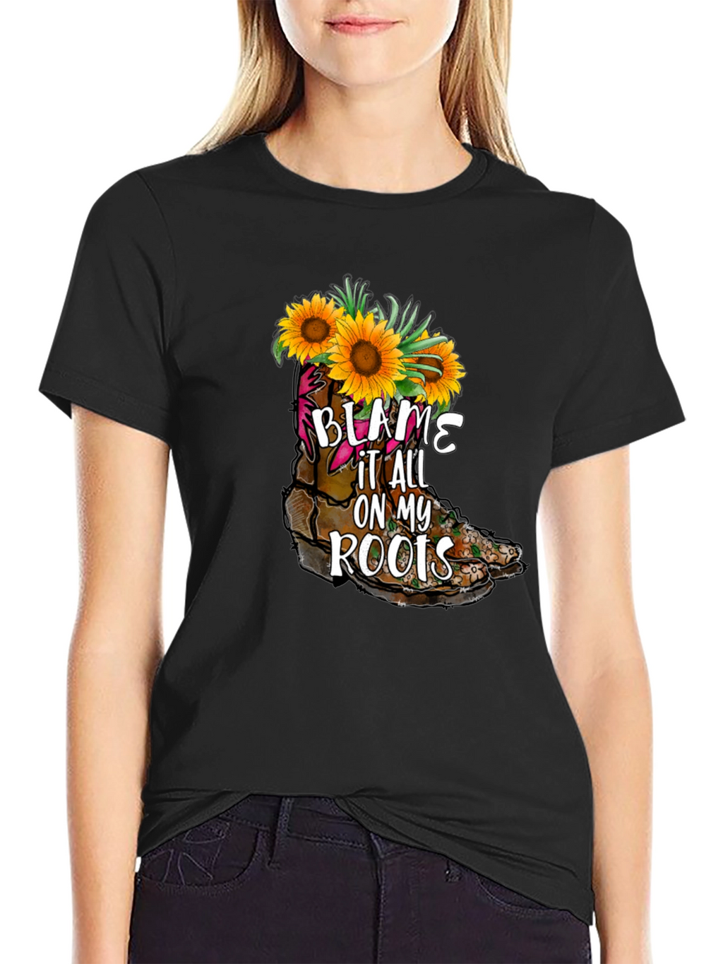 Blame It All On My Roots Sunflower Boot T-Shirt