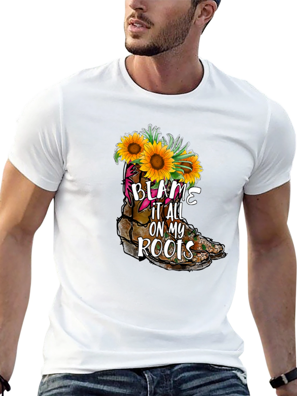 Blame It All On My Roots Sunflower Boot T-Shirt