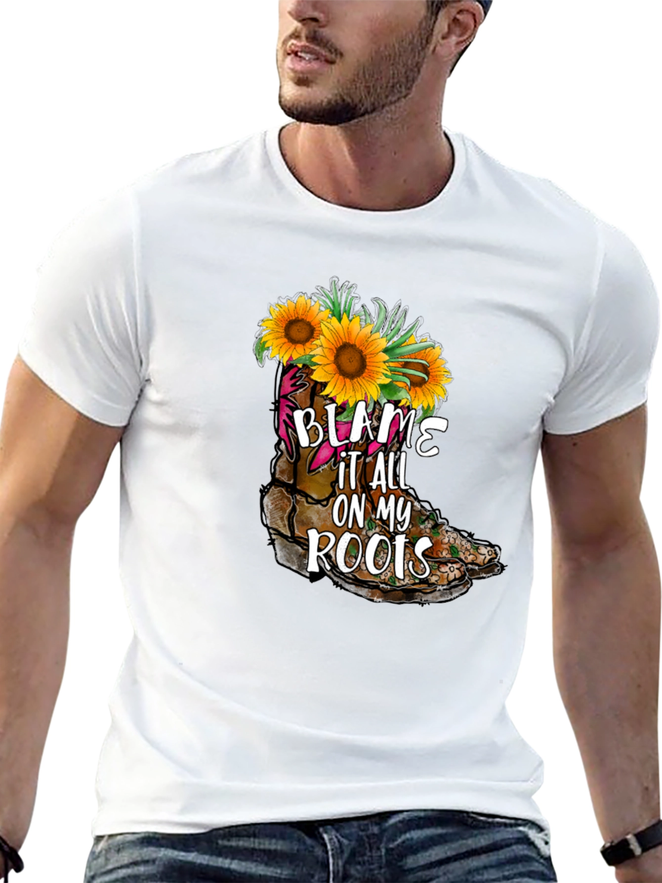 Blame It All On My Roots Sunflower Boot T-Shirt