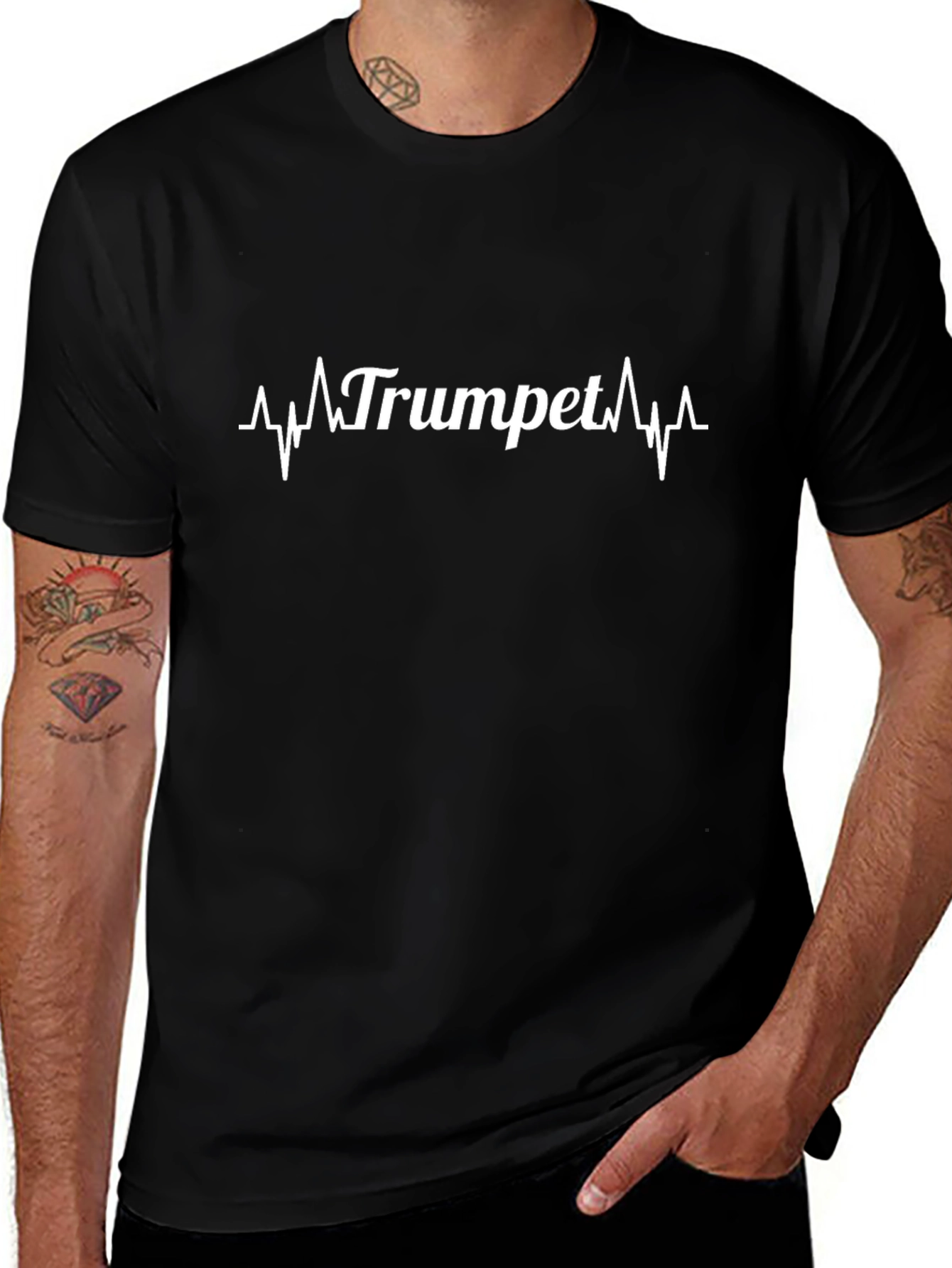 Trumpet Heartbeat Graphic Tee - Musician Gift