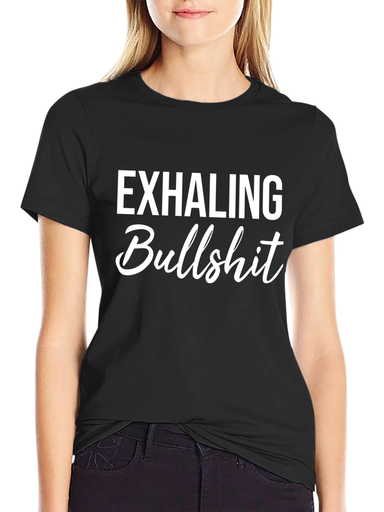 Exhaling Bullshit Graphic Tee - Black Cotton Casual