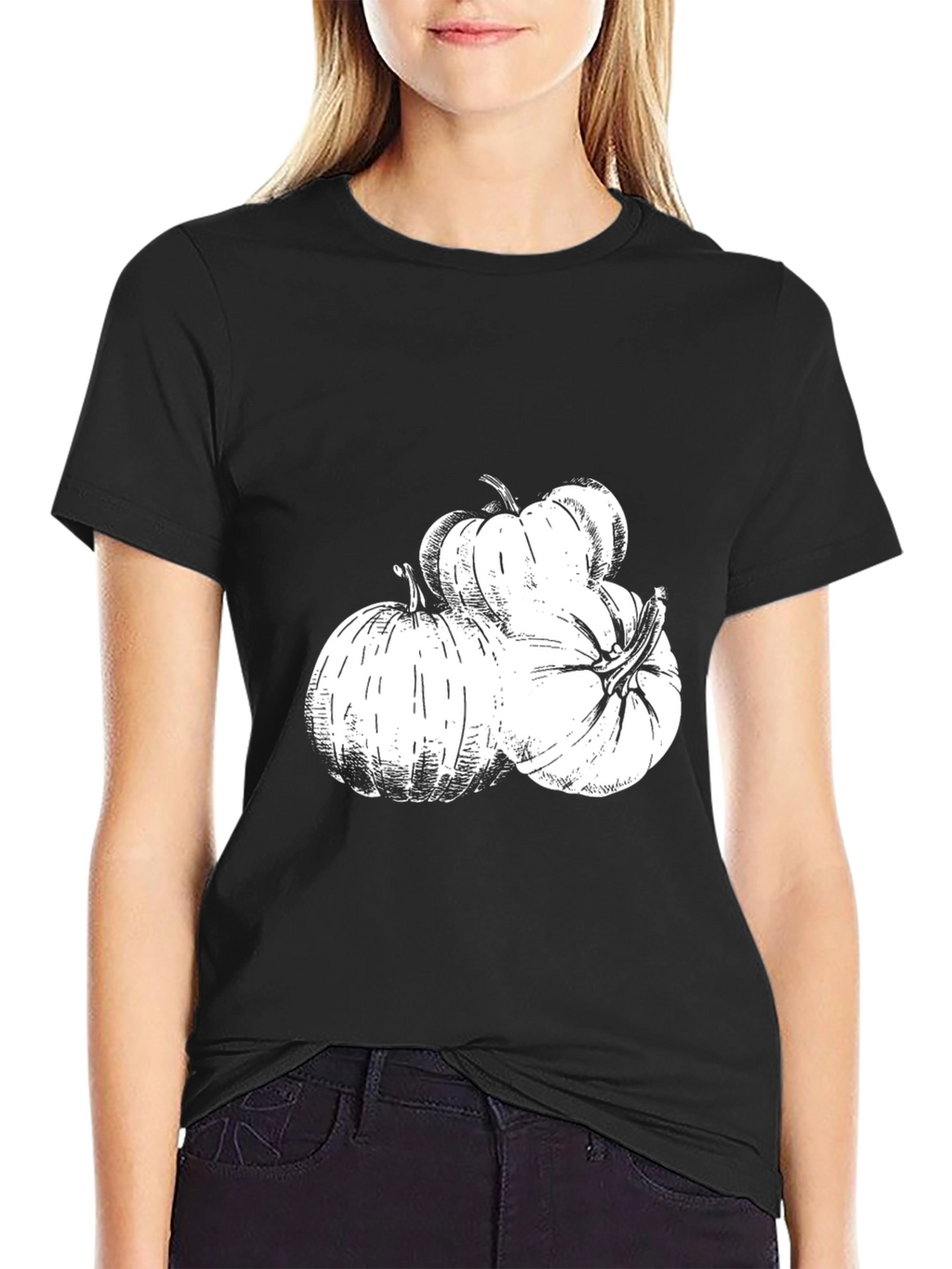 Pumpkin Patch Graphic Tee - Black Cotton Blend