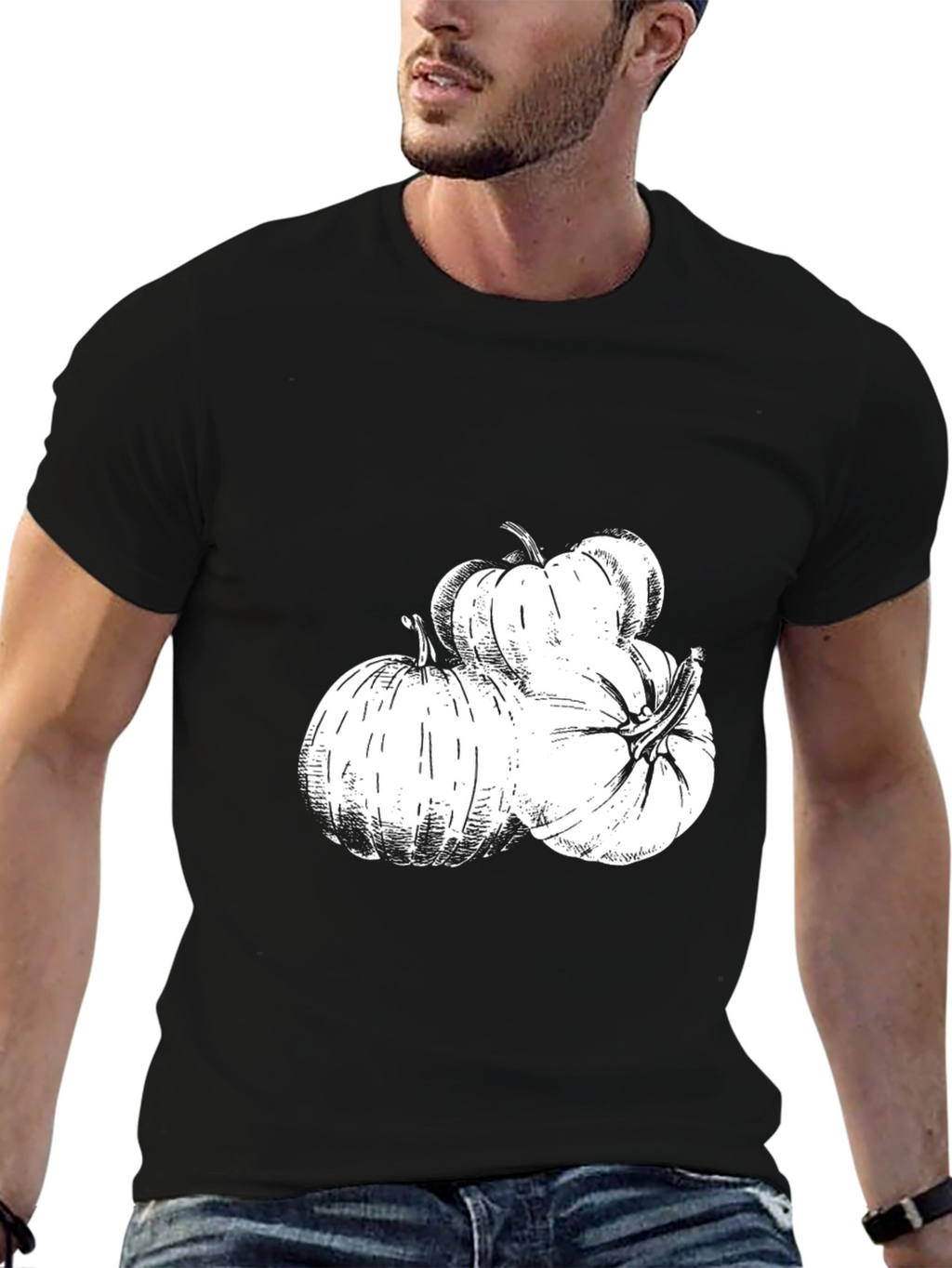 Pumpkin Patch Graphic Tee - Black Cotton Blend