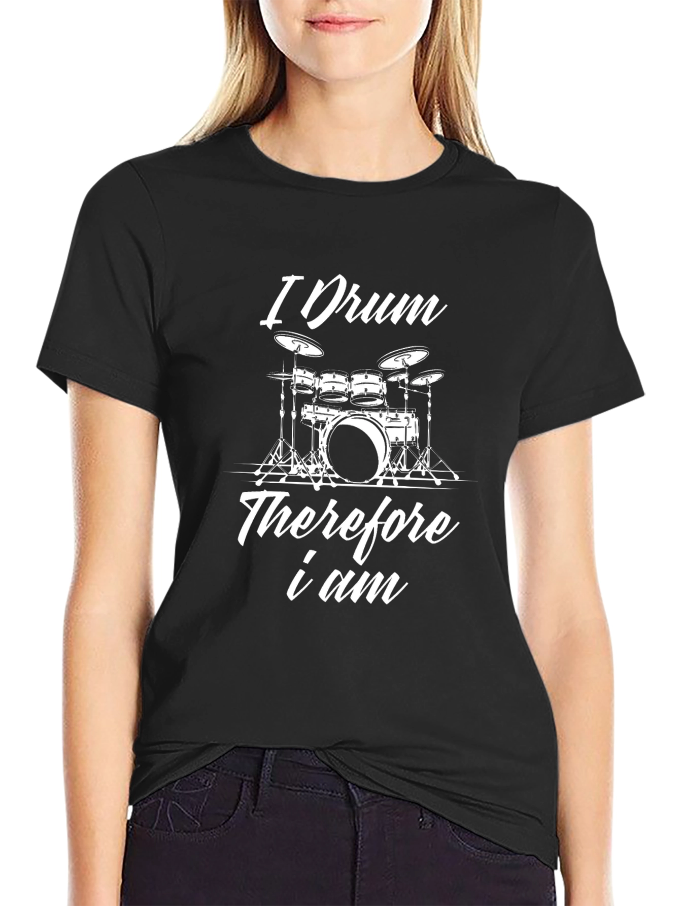 I Drum Therefore I Am Mens Black T-Shirt