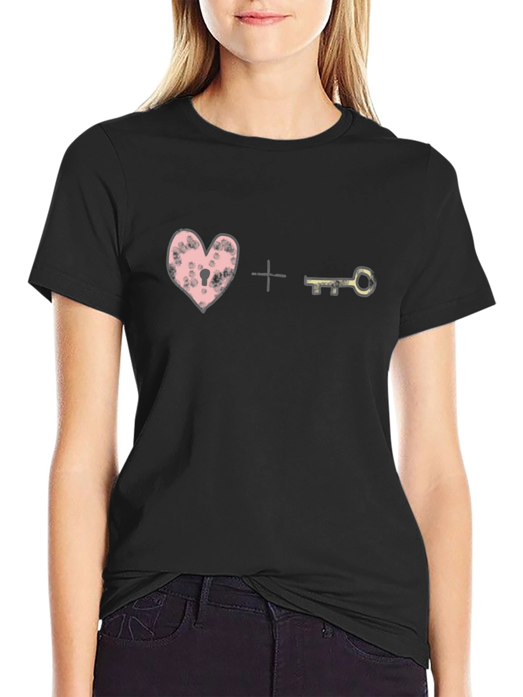 Heart Lock and Key Graphic Tee