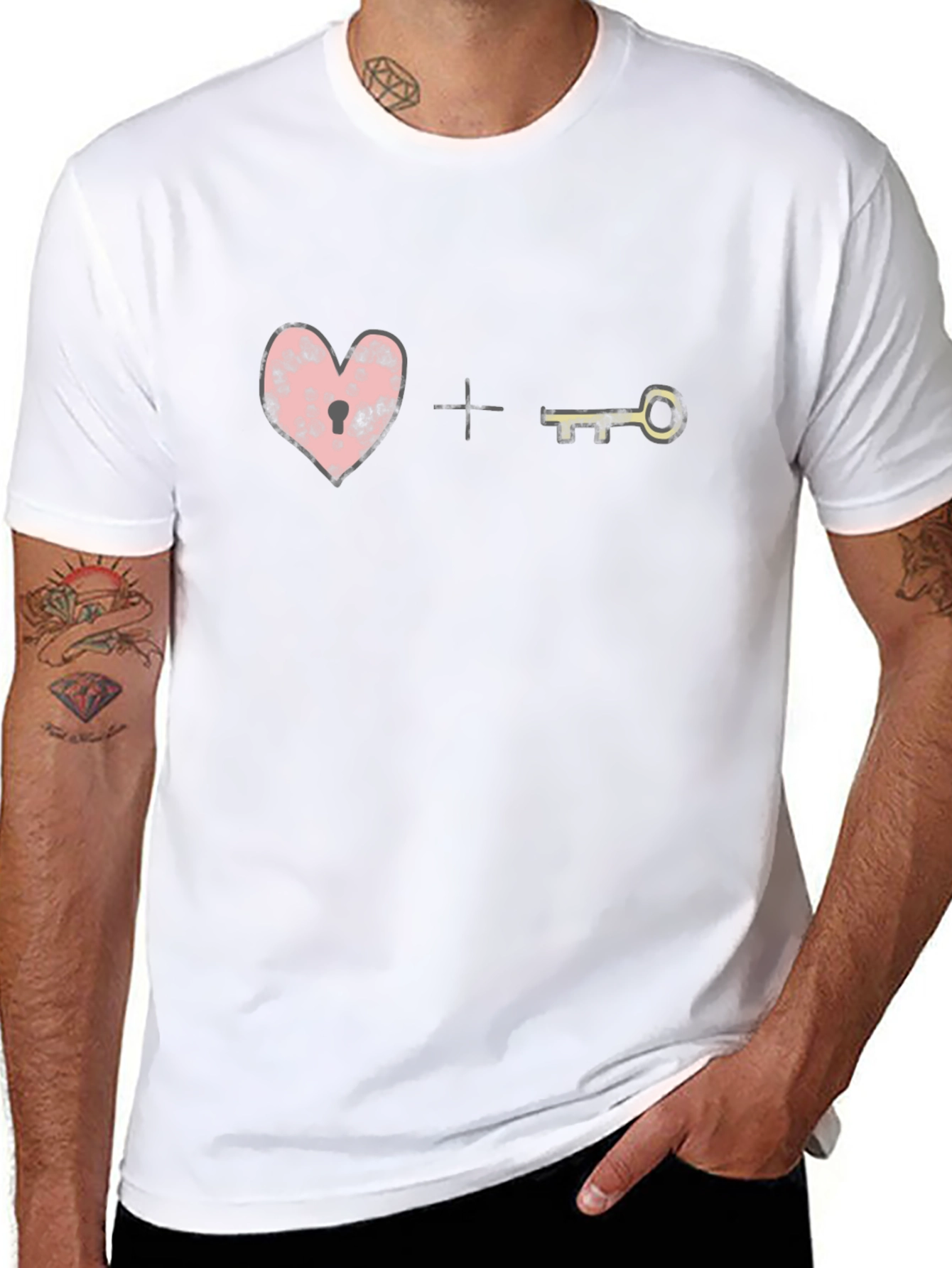 Heart Lock and Key Graphic Tee