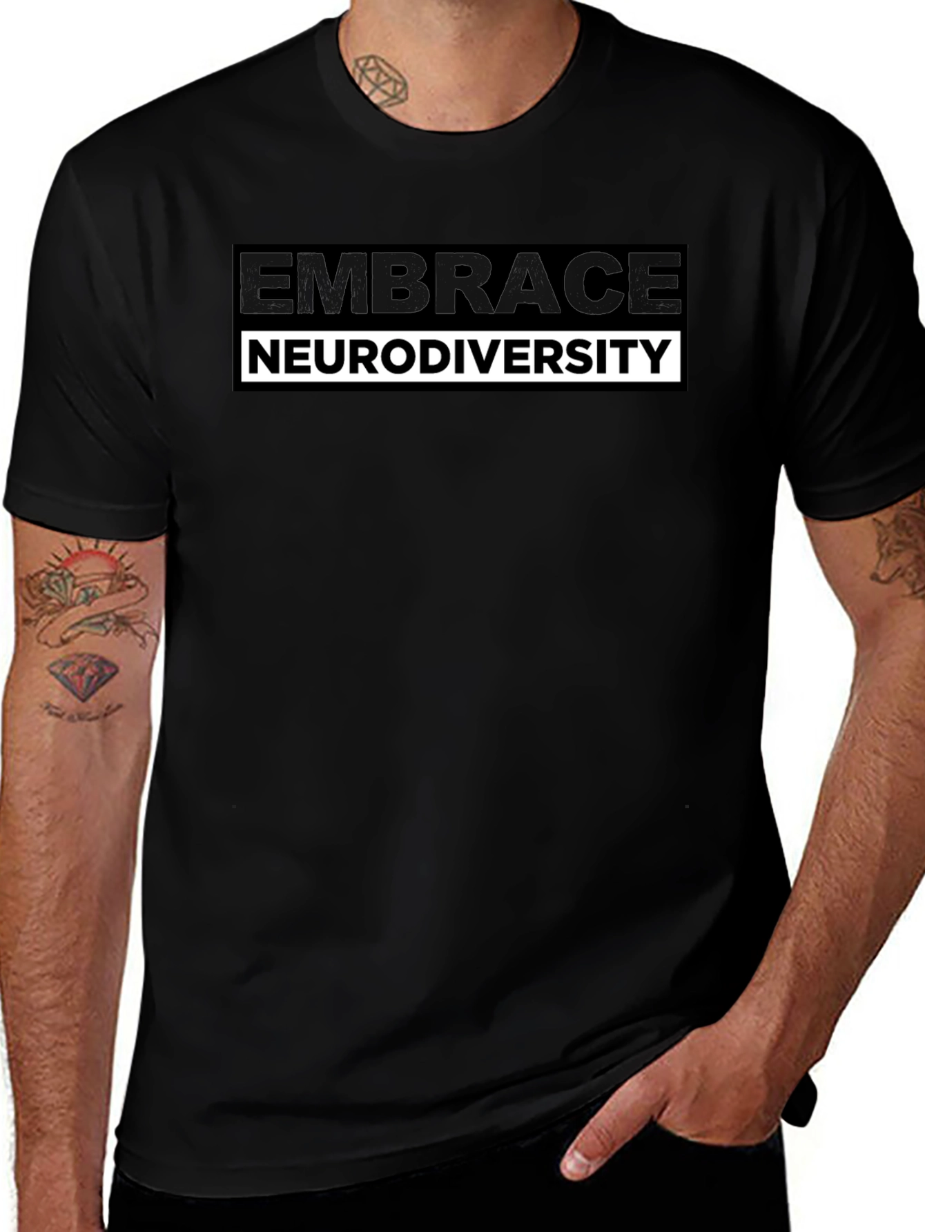 Embrace Neurodiversity T-Shirt - Black Short Sleeve