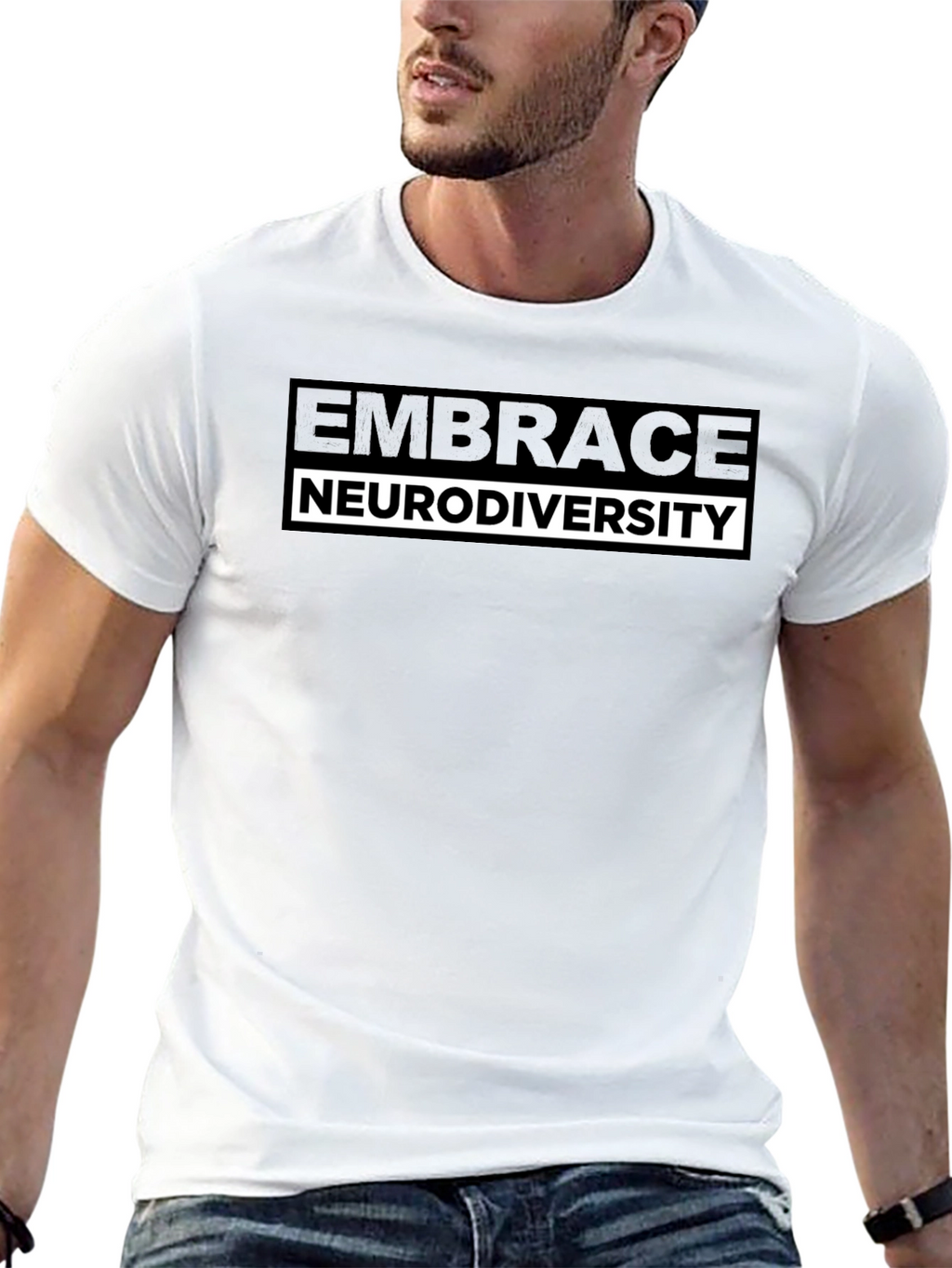Embrace Neurodiversity T-Shirt - Black Short Sleeve