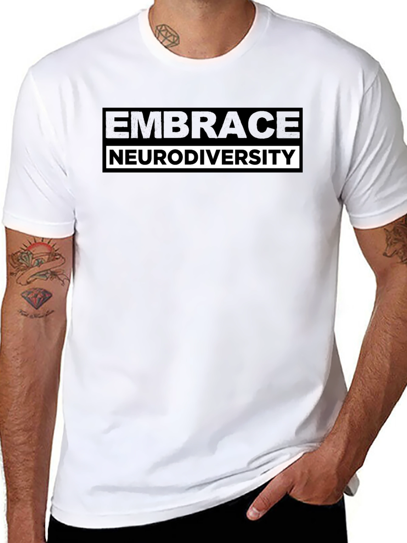 Embrace Neurodiversity T-Shirt - Black Short Sleeve