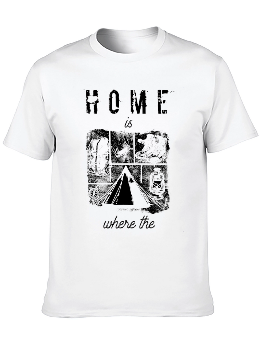 Home is Where the Tent Is Black Graphic T-Shirt