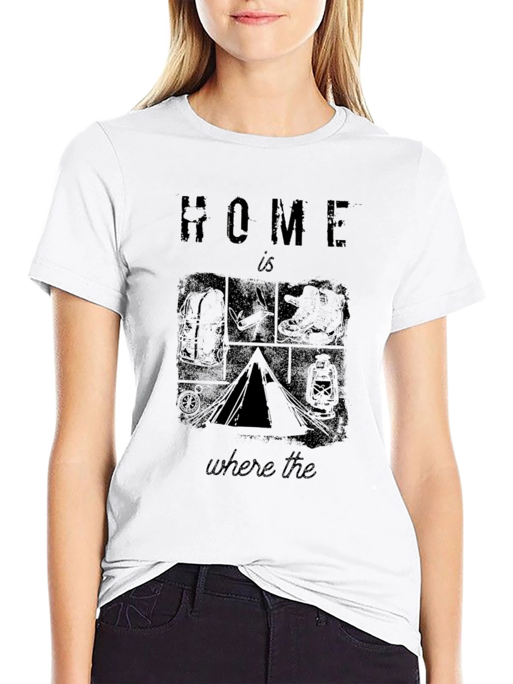 Home is Where the Tent Is Black Graphic T-Shirt