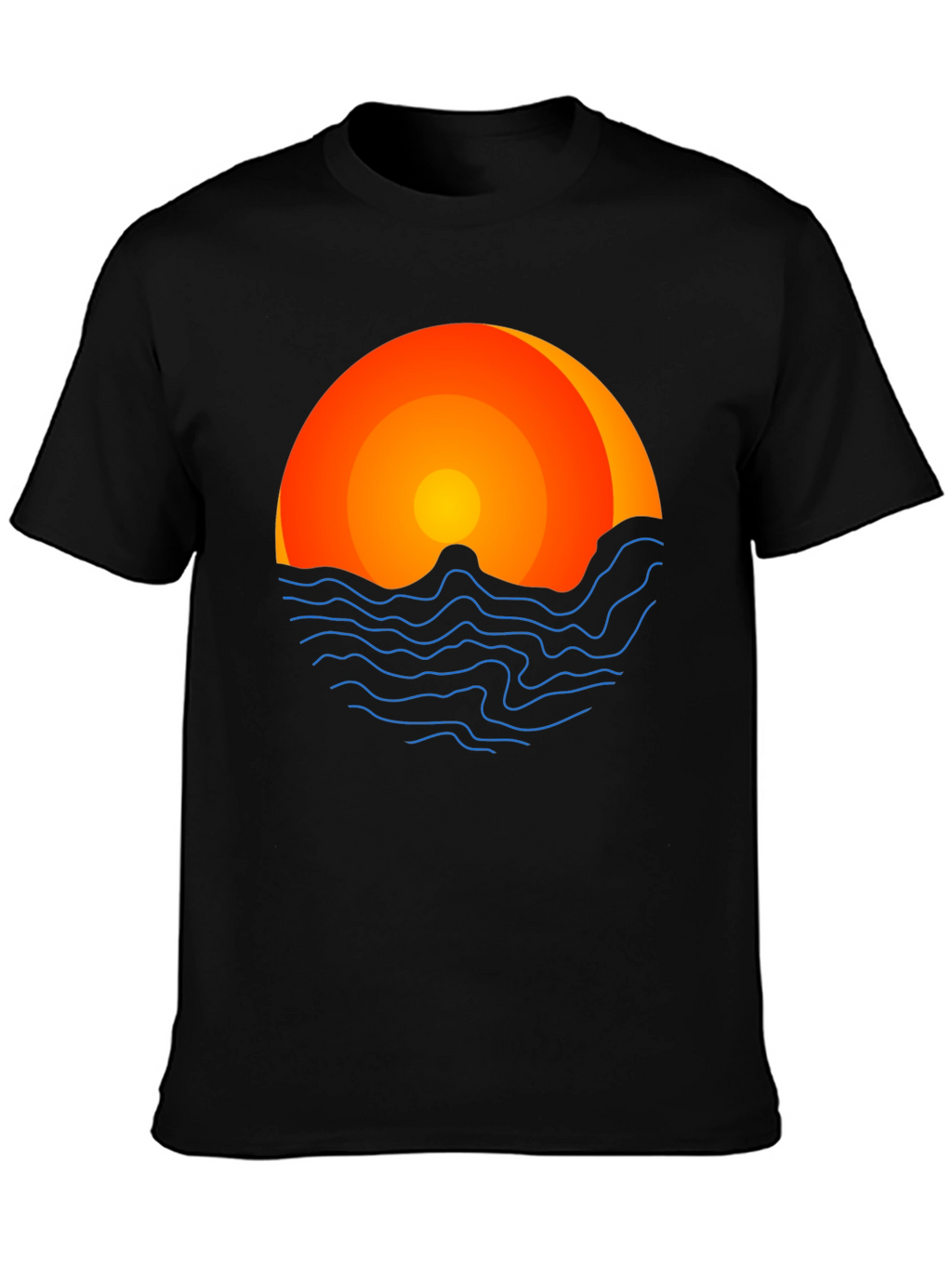 Sunset Graphic Tee - Coastal Vibes Black T-Shirt