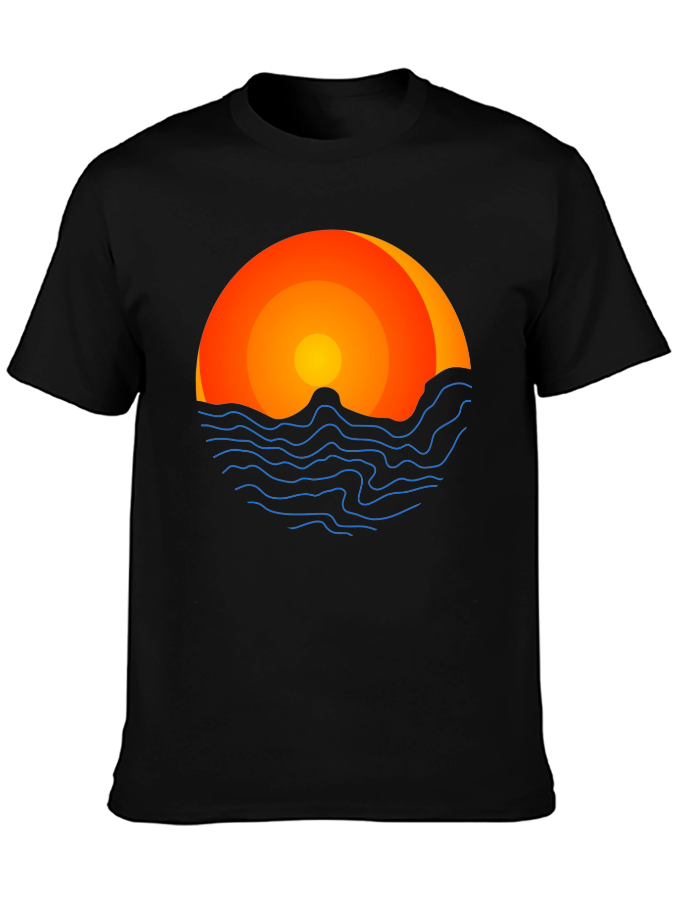 Sunset Graphic Tee - Coastal Vibes Black T-Shirt