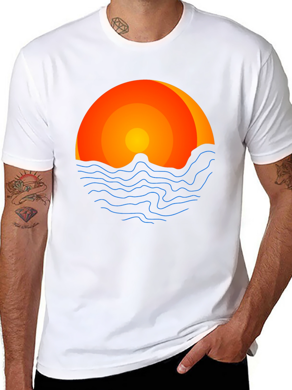 Sunset Graphic Tee - Coastal Vibes Black T-Shirt
