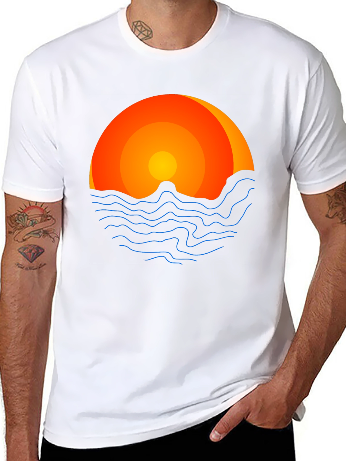 Sunset Graphic Tee - Coastal Vibes Black T-Shirt