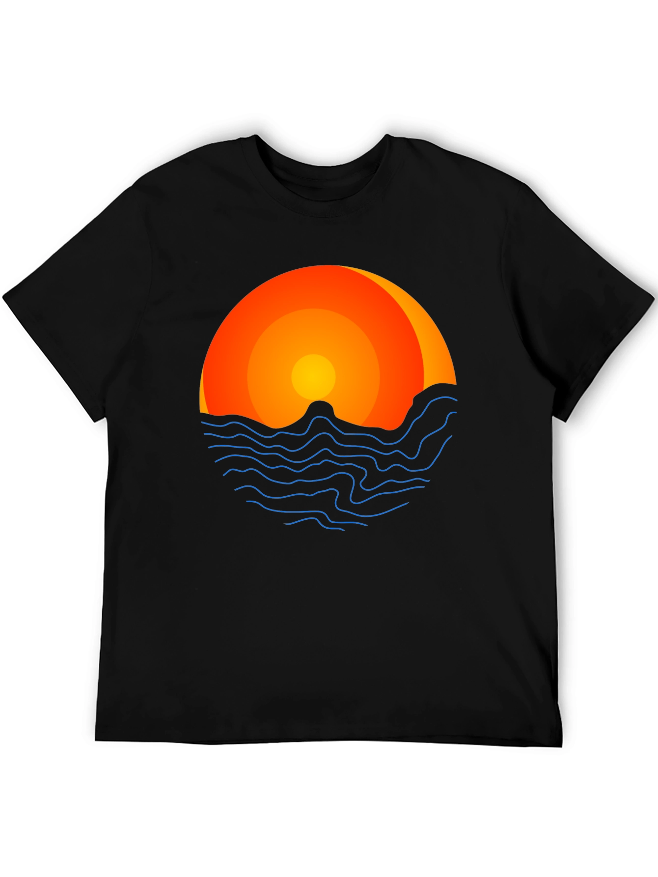 Sunset Graphic Tee - Coastal Vibes Black T-Shirt