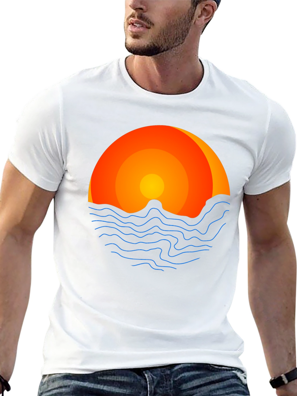 Sunset Graphic Tee - Coastal Vibes Black T-Shirt