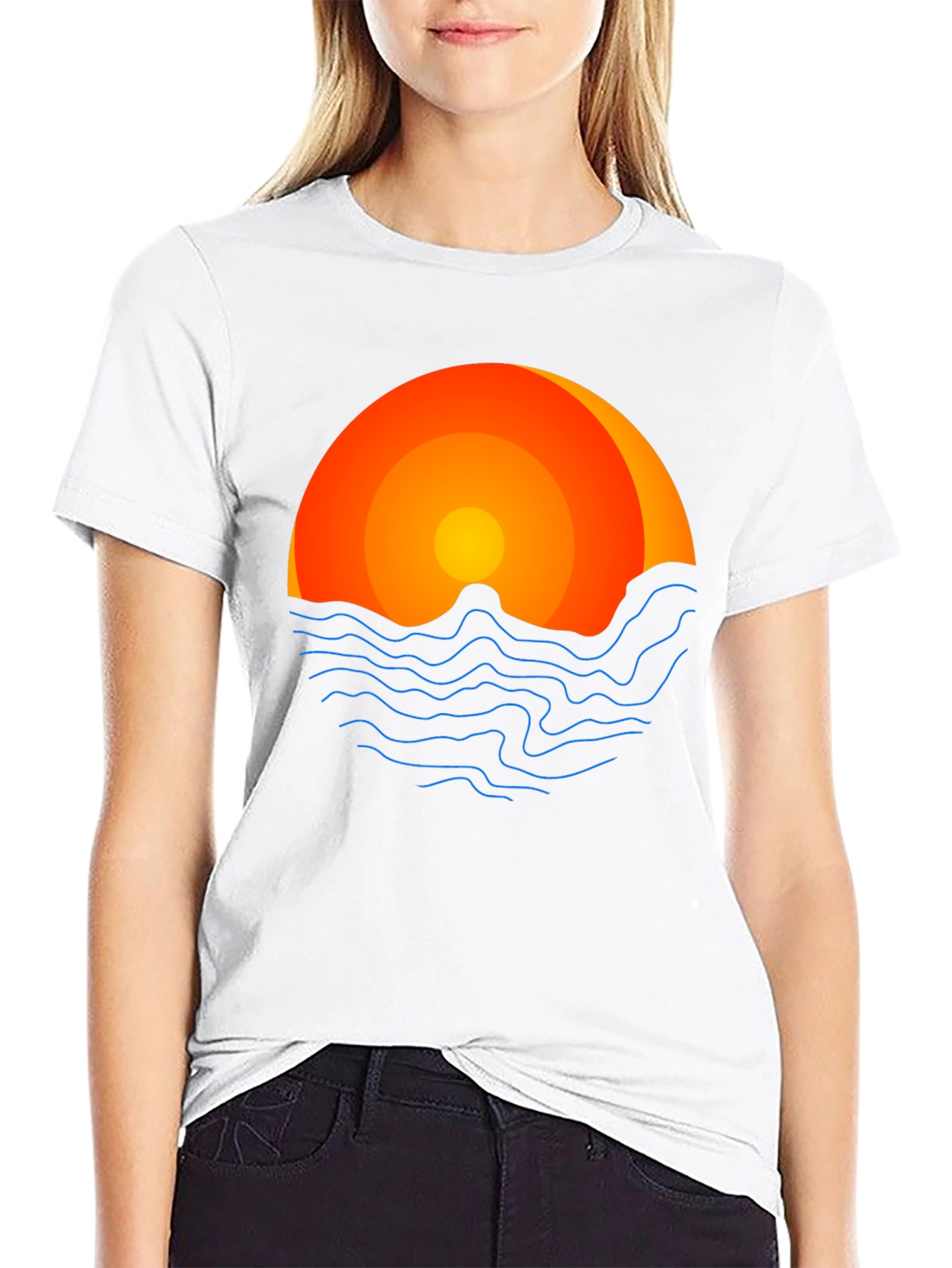 Sunset Graphic Tee - Coastal Vibes Black T-Shirt