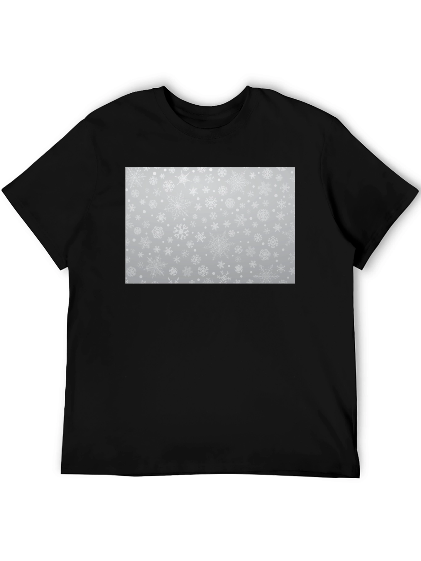 Snowflake Pattern Black Tee - Winter Style