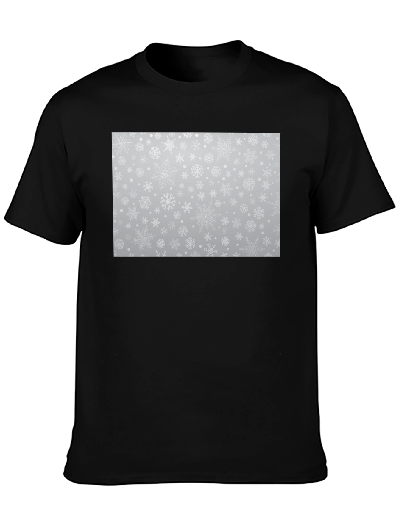 Snowflake Pattern Black Tee - Winter Style