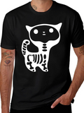 Skeleton Cat Graphic T-Shirt - Halloween Ready