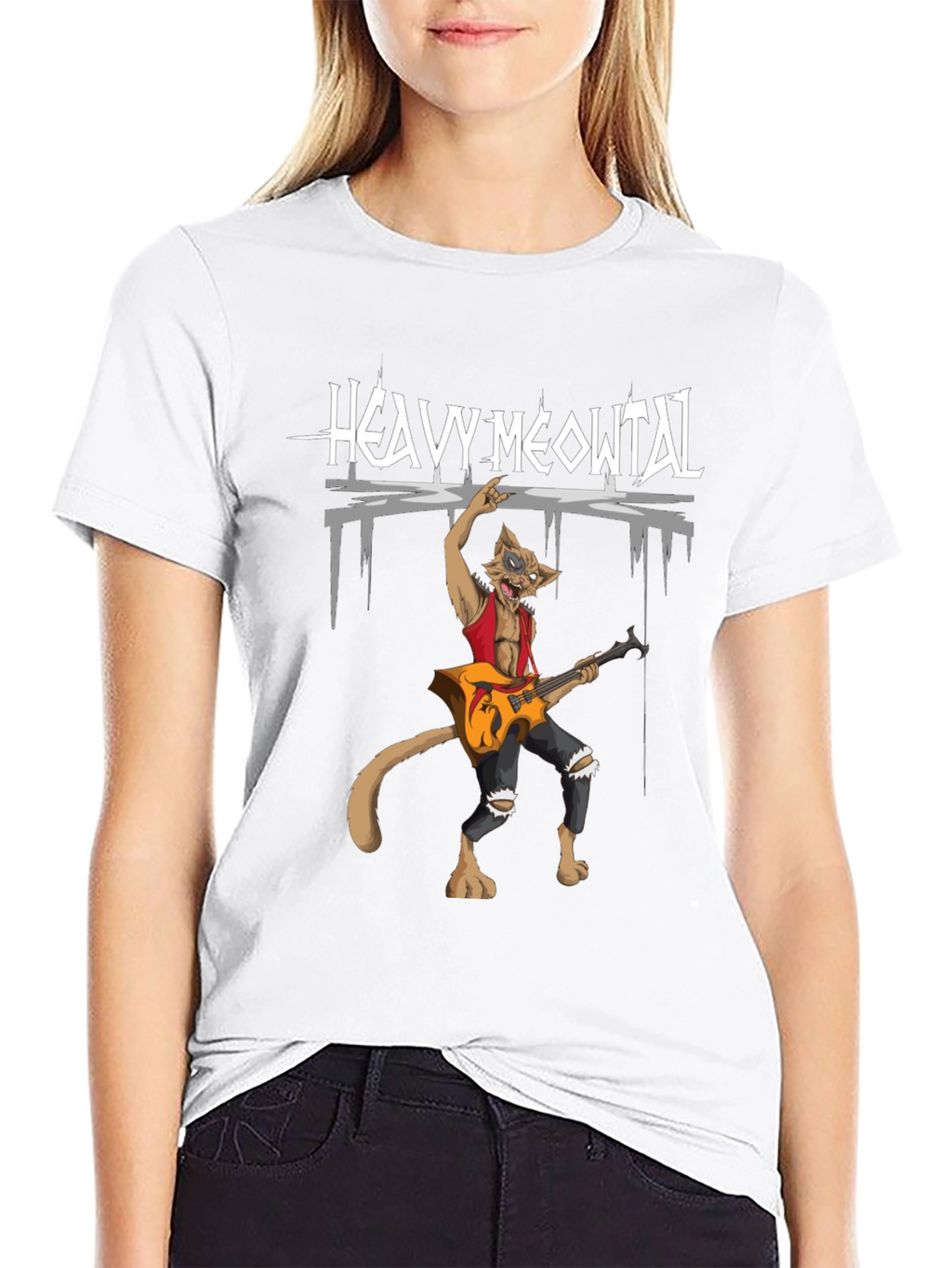 Heavy Meowtal T-Shirt - Rocker Cat Graphic Tee